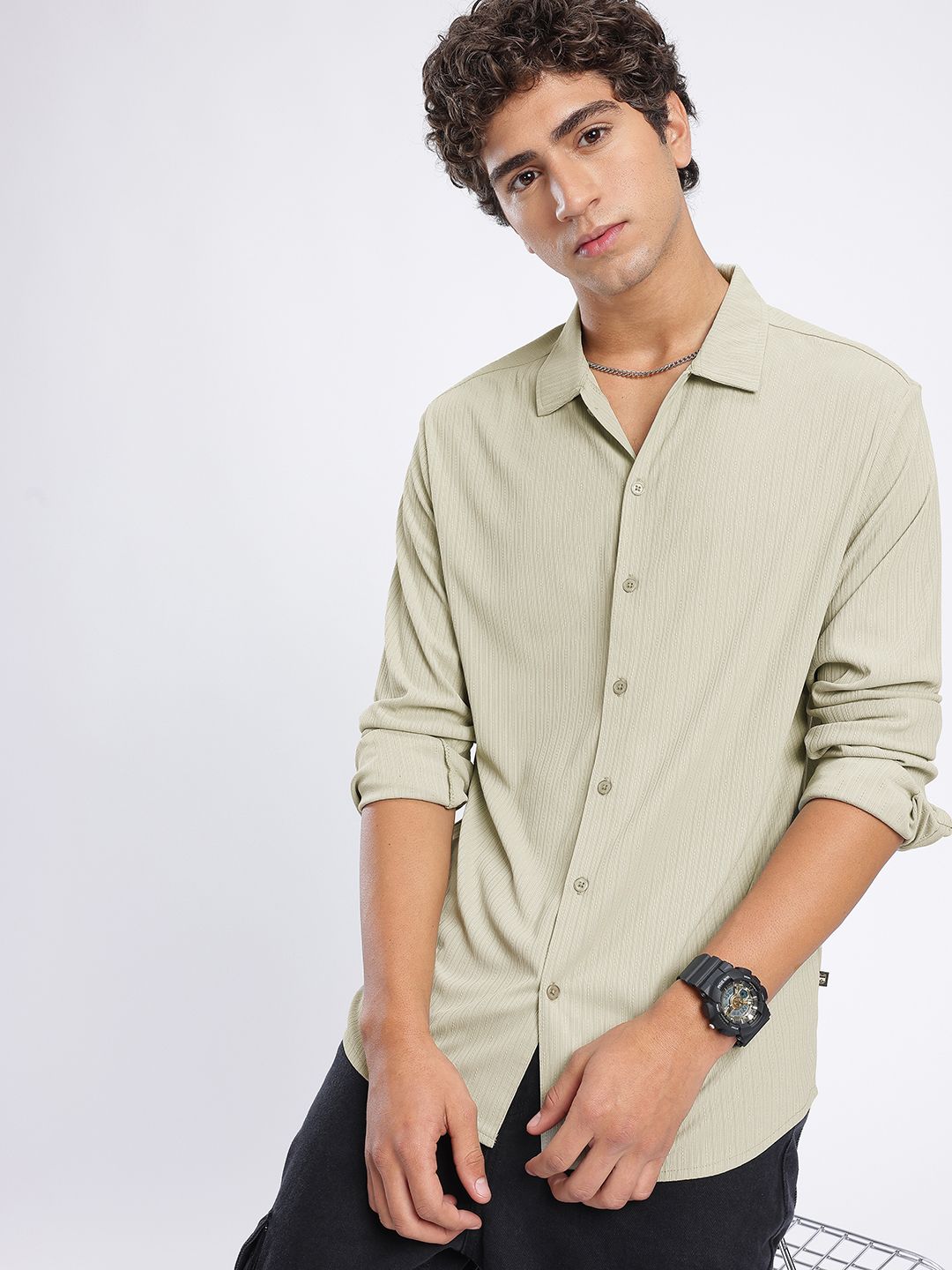 glitchez Striped Textured Casual Shirt Offers & Cashback