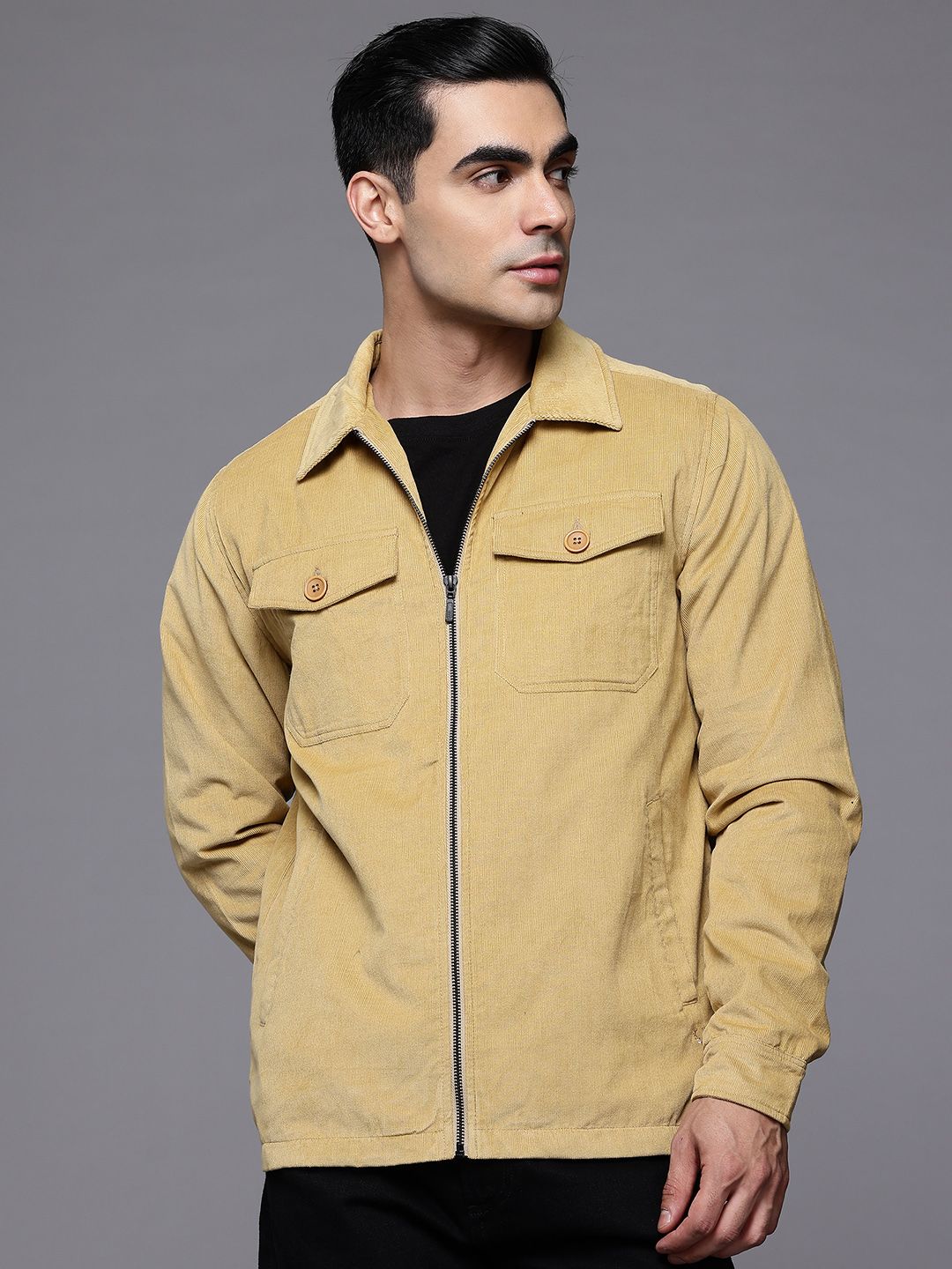 Allen Solly Pure Cotton Corduroy Finish Tailored Jacket