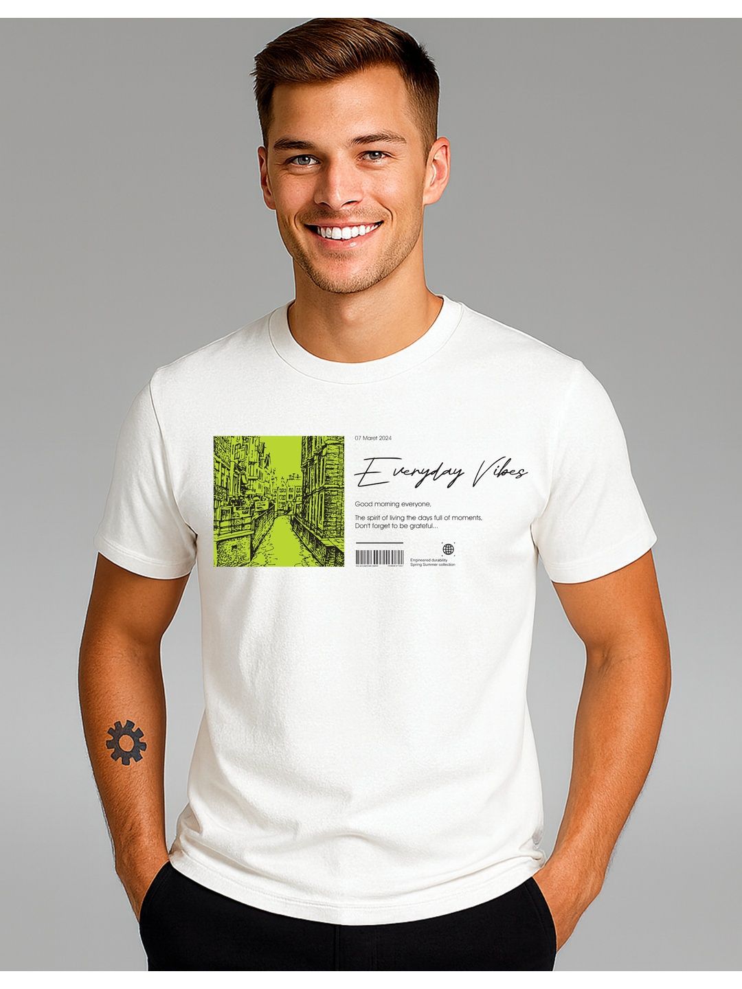 HERE&NOW Men Printed Bio Finish T-shirt