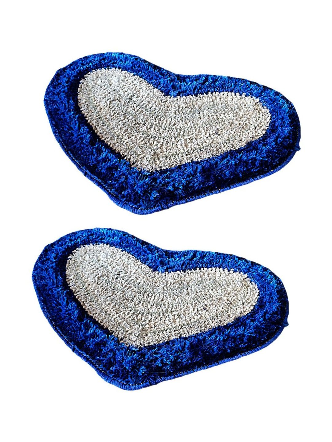 vstucart Blue & White 2 Pieces Heart Shaped Cotton Doormats