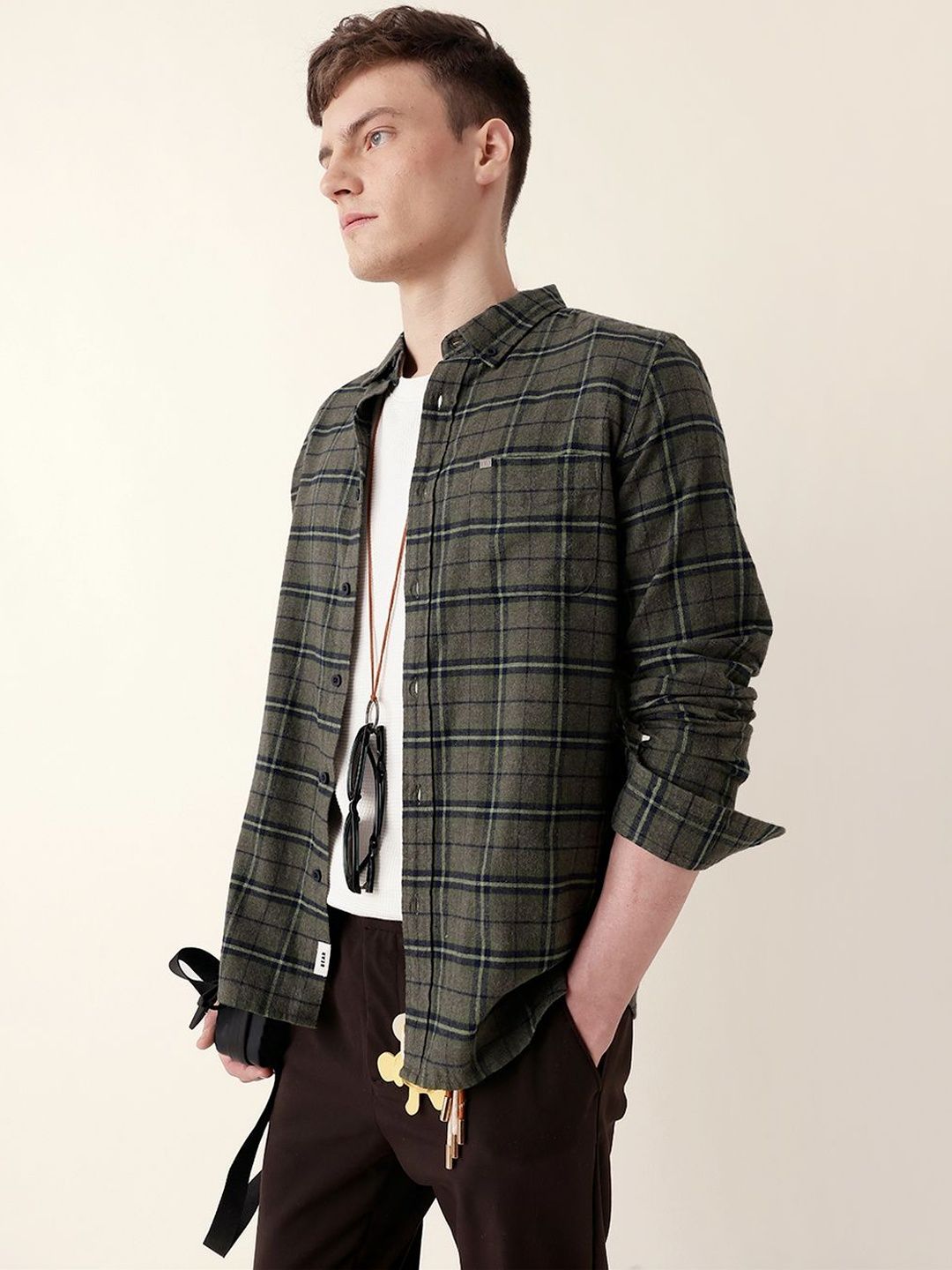THE BEAR HOUSE Men Slim Fit Checked Casual Shirt