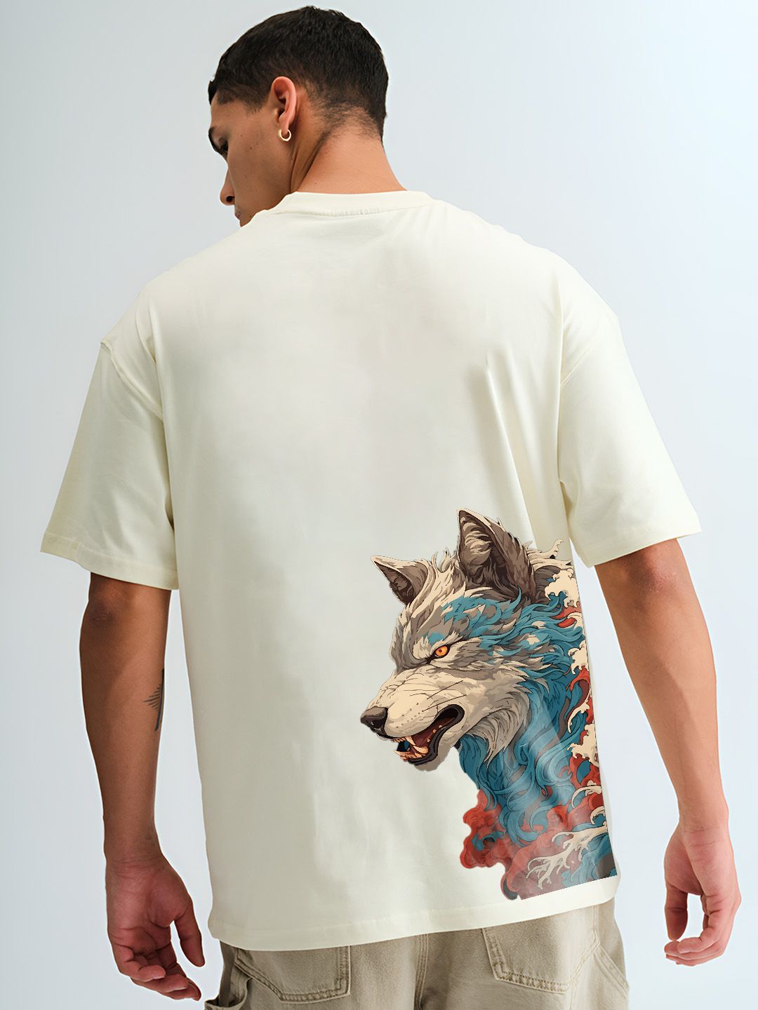 BDSQUARE Graphic Printed Drop-Shoulder Sleeves Cotton Oversized T-shirt