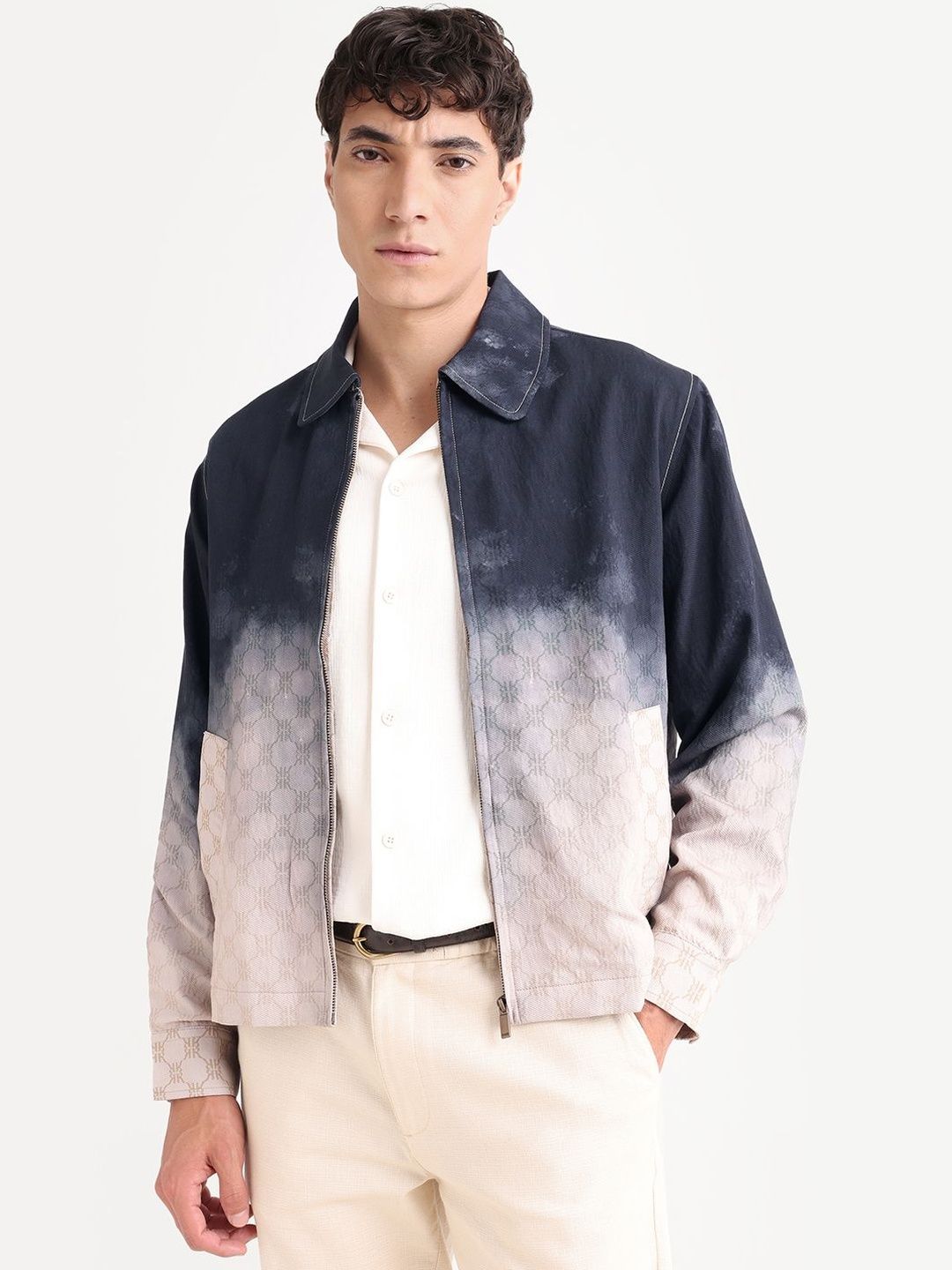 RARE RABBIT Twill Printed Zipper Jacket