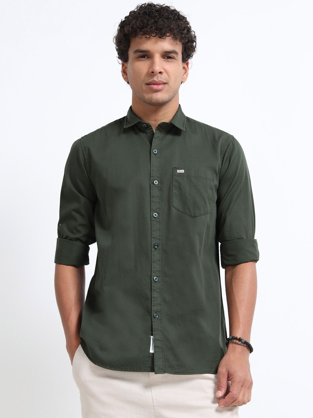 U.S. PITCHERS Men Standard Slim Fit Casual Shirt