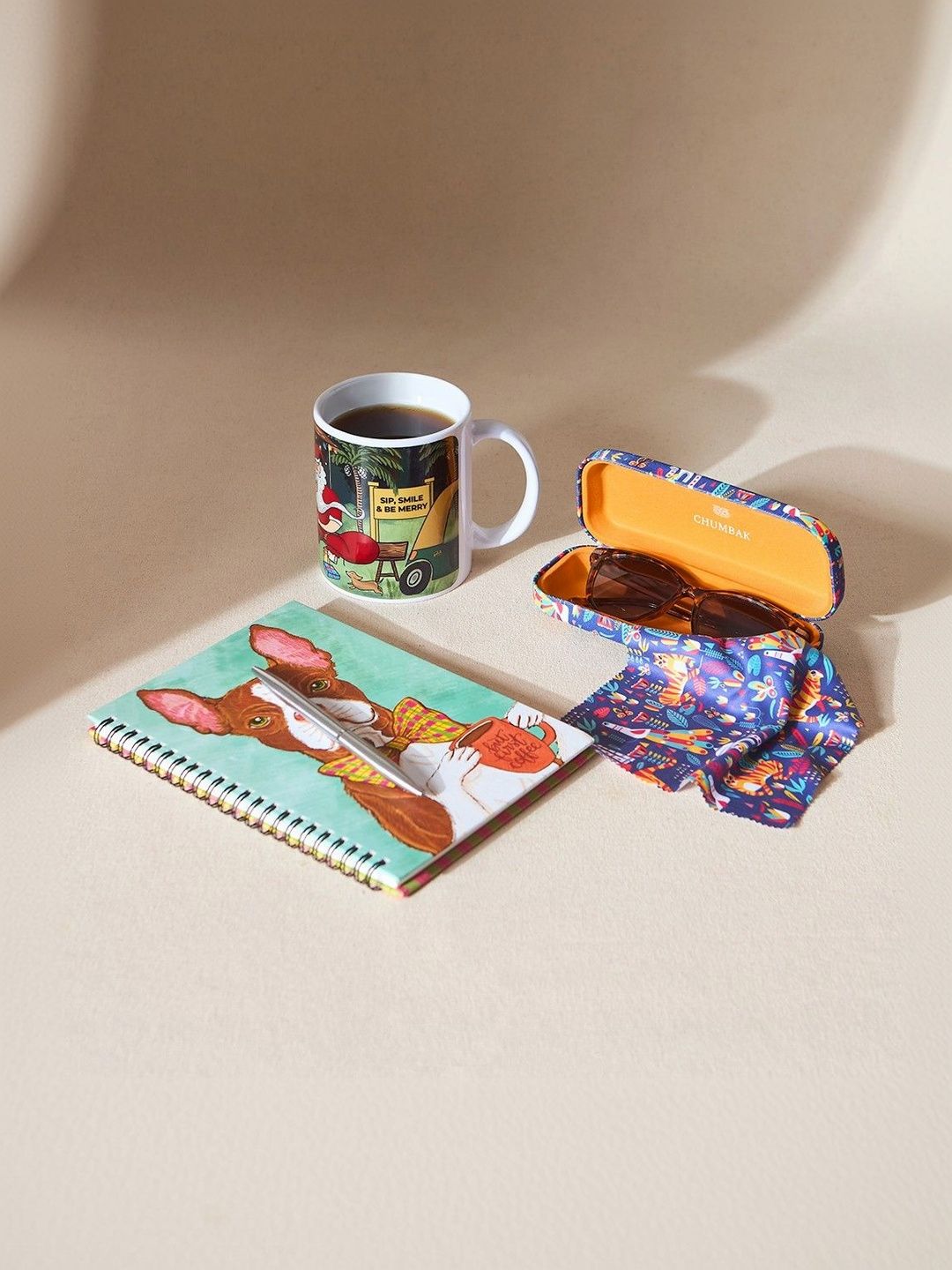 Chumbak 3 Pcs Teal-Green & Yellow Xmas Cheer Gift Set