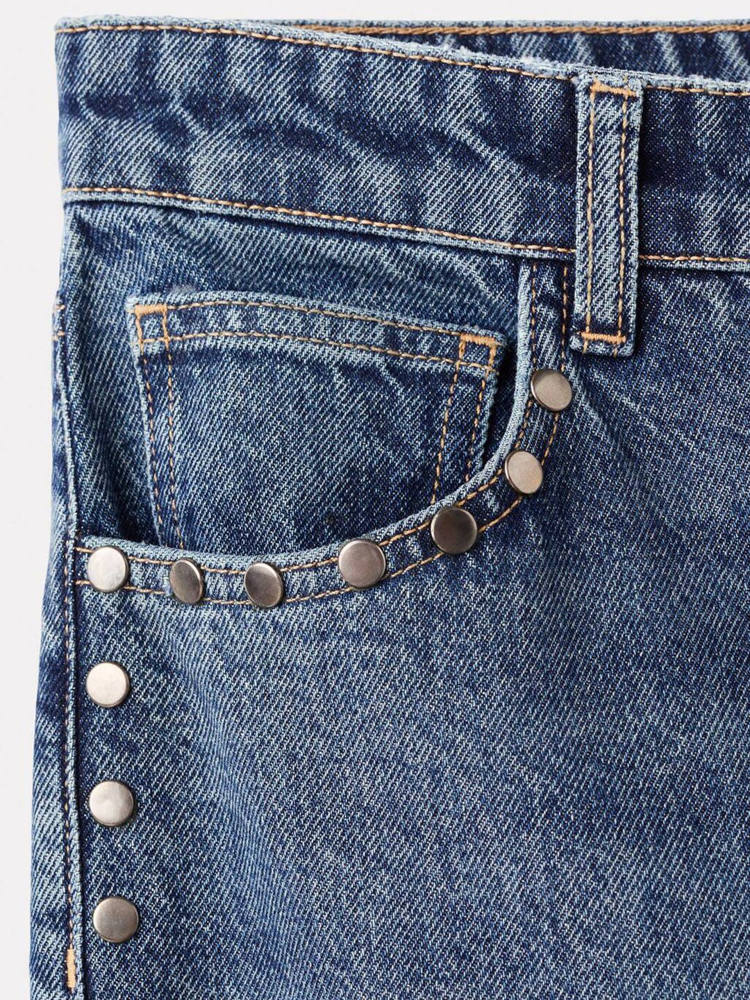 Bootcut Mid-Rise Light Fade Embellished Jeans