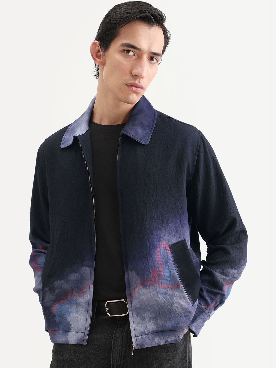 RARE RABBIT Men Printed Zipper Jacket