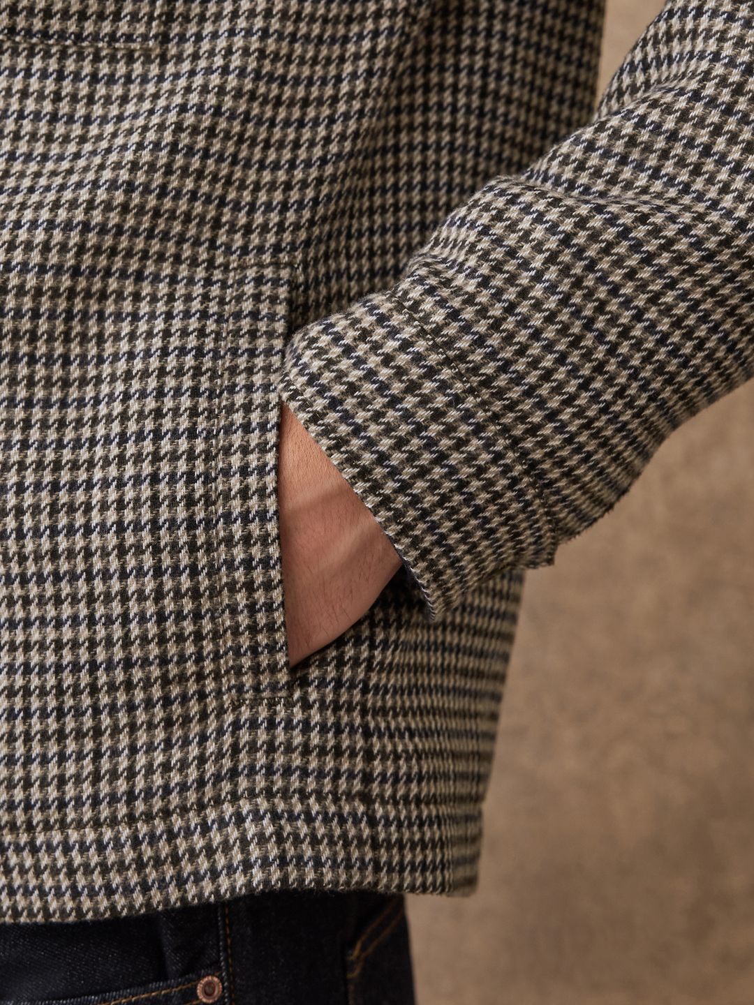 T*e様 ensou. Houndtooth Jacket Atelier103 STUDY JACKET midnight teal/iron black handspun herringbone – INDI+ASH