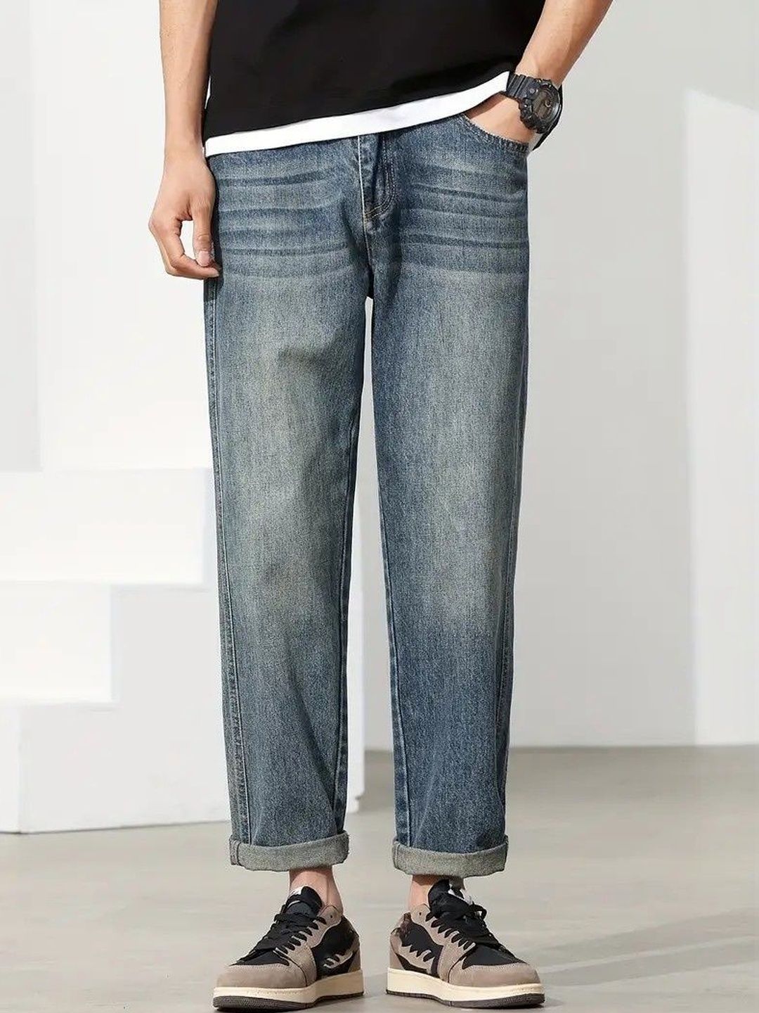 SZN Men Relaxed Fit Mid-Rise Stretchable Jeans