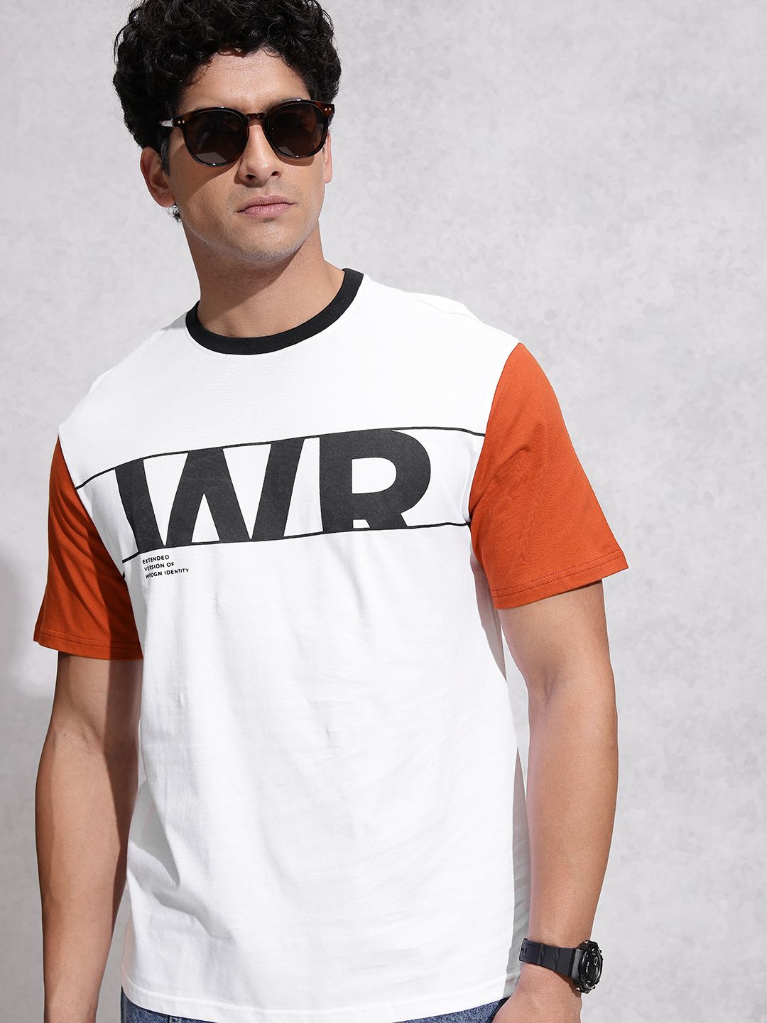 WROGN Brand Logo Printed Pure Cotton Oversized T-shirt