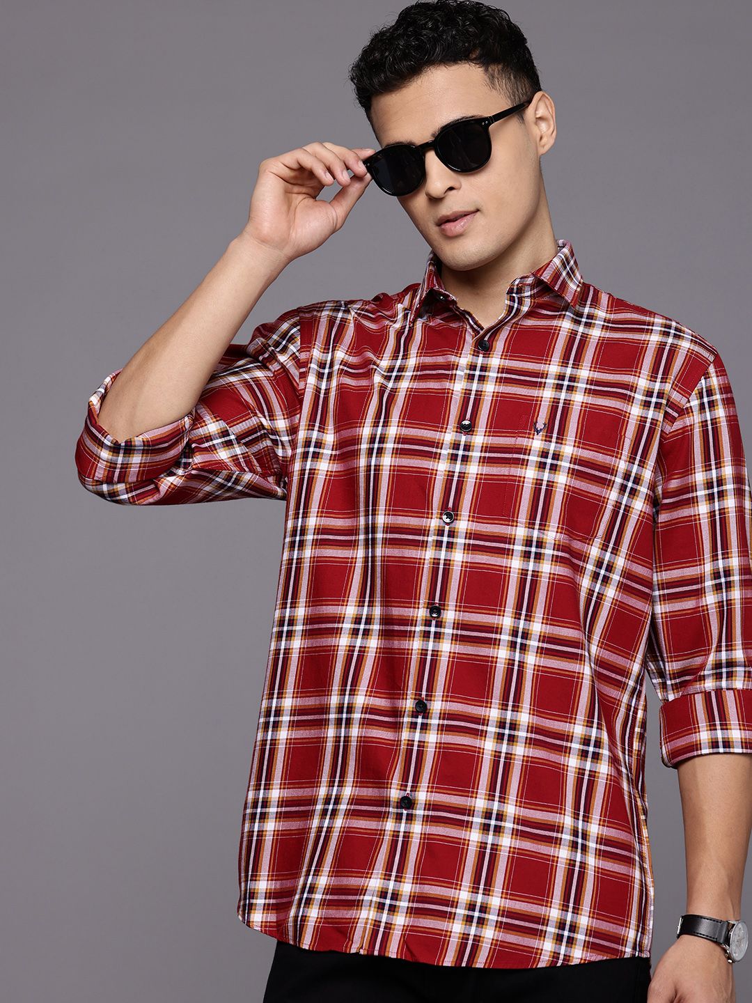 Allen Solly Classic Fit Checked Pure Cotton Casual Shirt