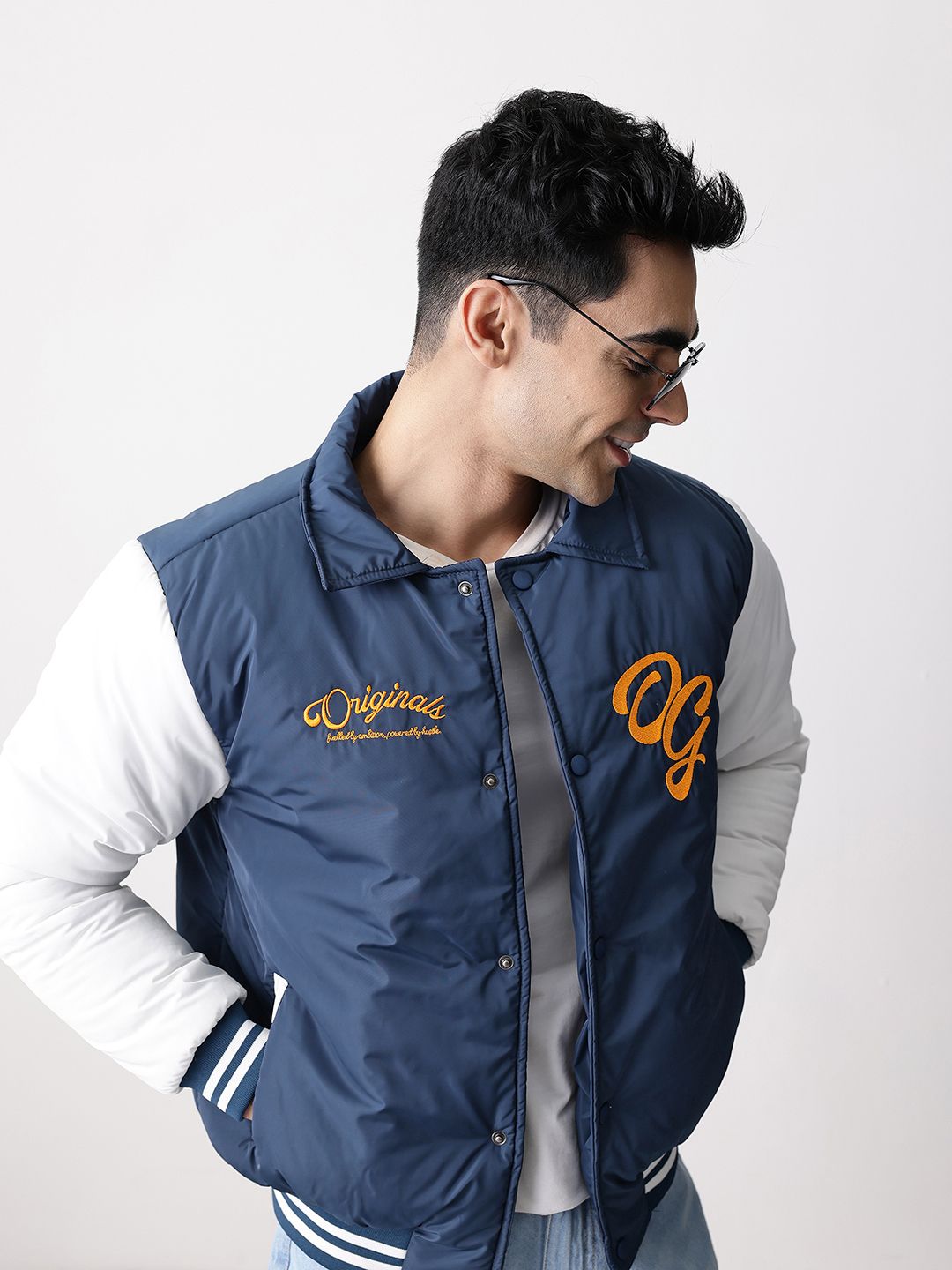 Mast & Harbour Varsity Print Bomber Jacket