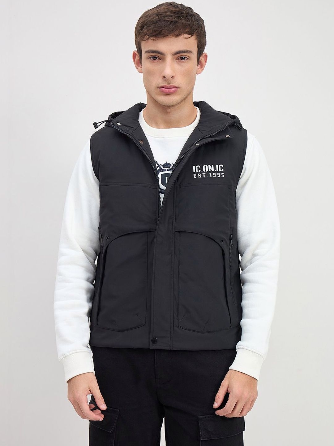 Iconic Men Brand Logo Lightweight Puffer Jacket