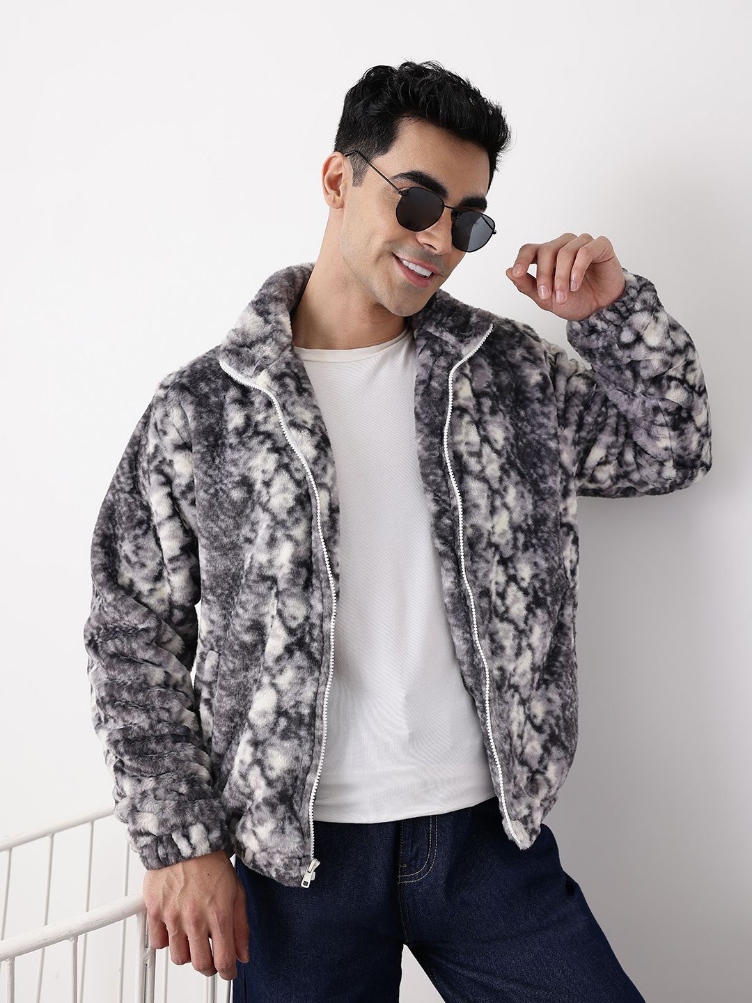 Mast & Harbour Animal Self Design Bomber Jacket