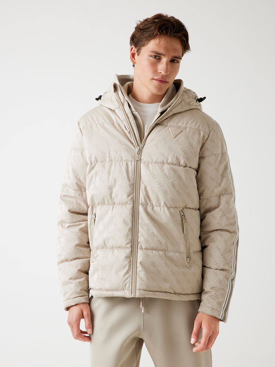 GUESS Men Geometric Printed Lightweight Puffer Jacket
