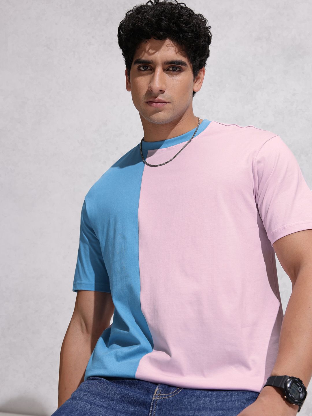WROGN Colourblocked Pure Cotton T-shirt