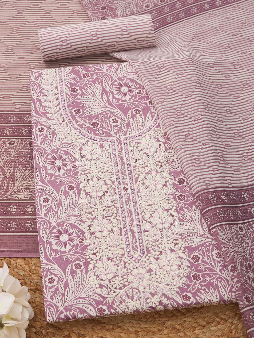 Soch Printed Pure Cotton Unstitched Dress Material