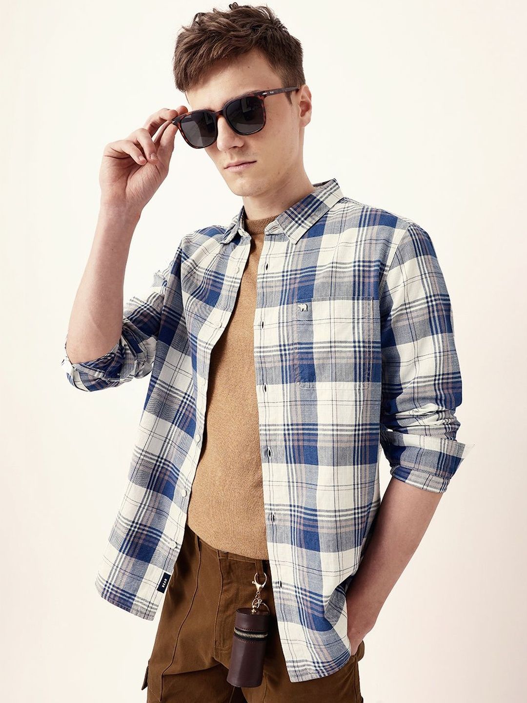THE BEAR HOUSE Men Slim Fit Checked Casual Shirt