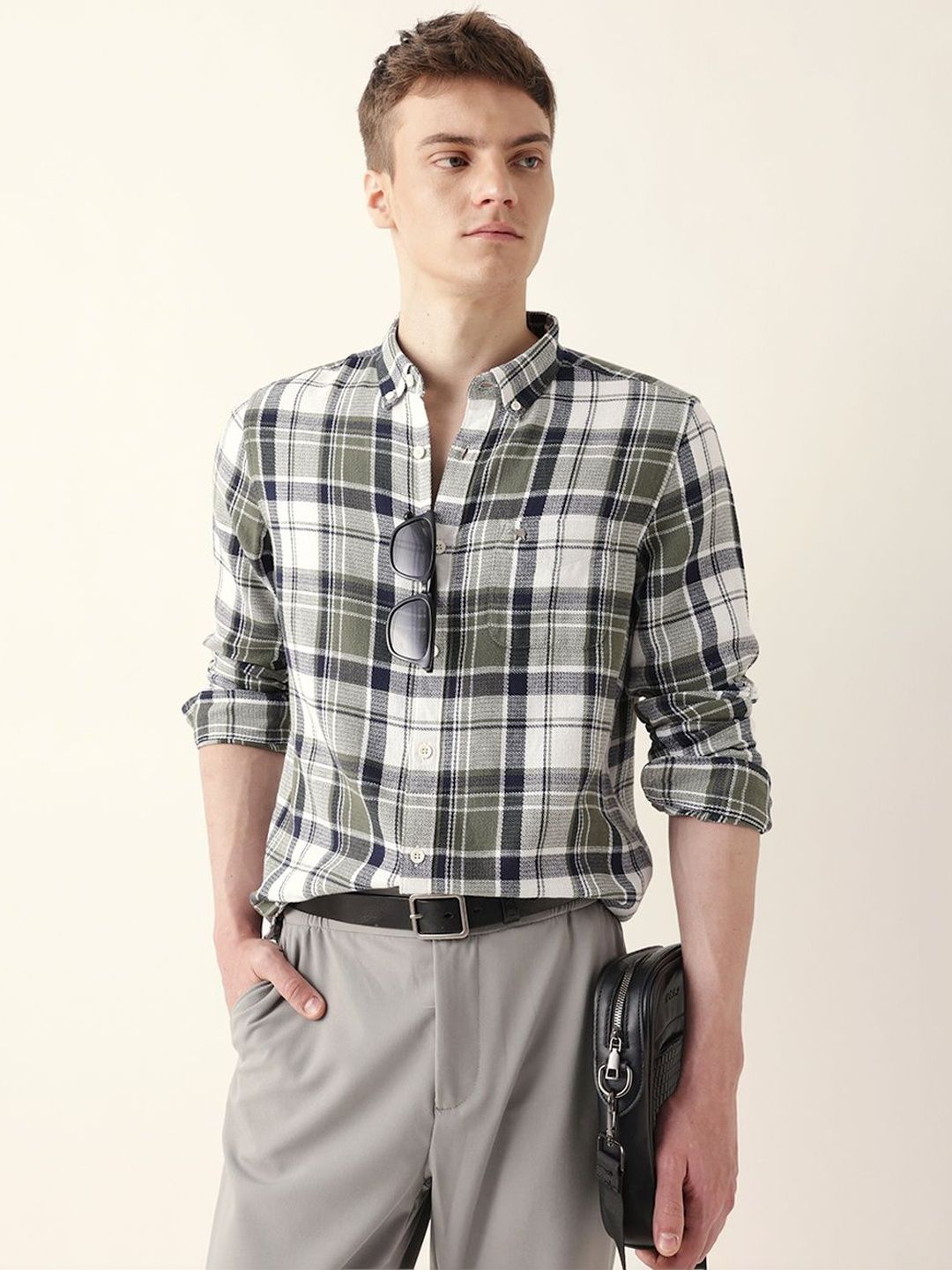THE BEAR HOUSE Men Slim Fit Checked Casual Shirt