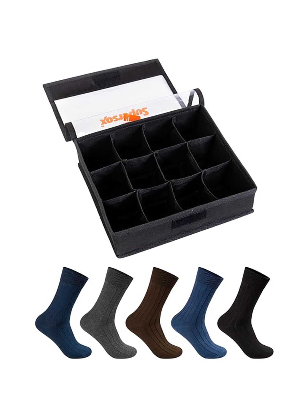 Supersox Kids Pack Of 5 Ankle Length Socks With Organizer