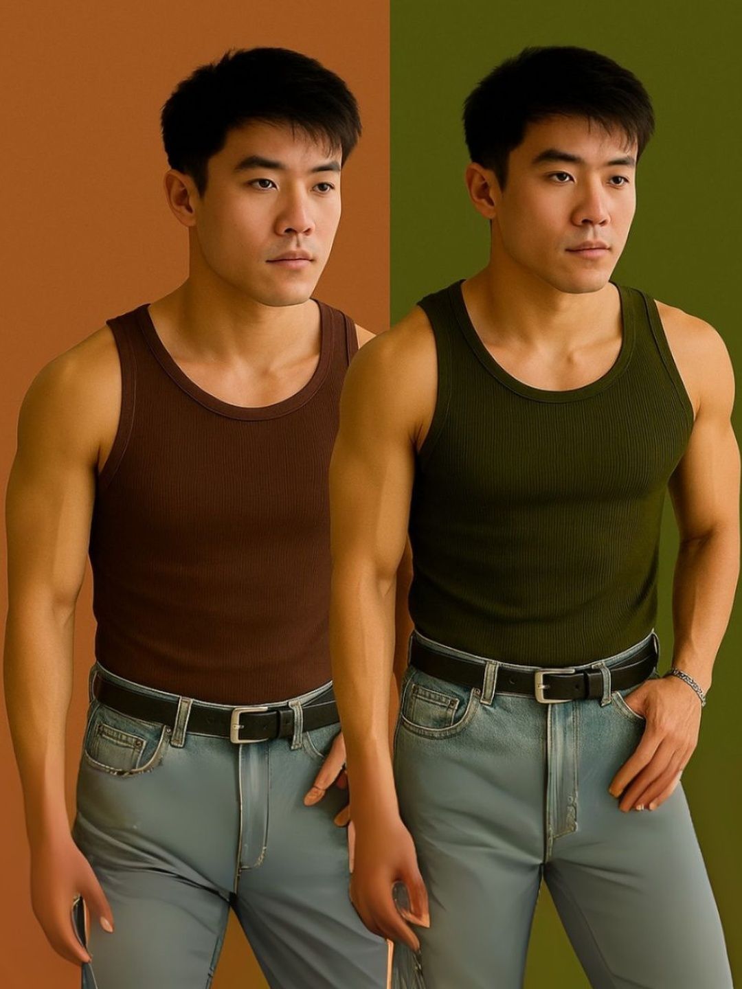 ROCKWELL Pack Of 2 Ribbed Cotton Breathable Innerwear Gym Vests