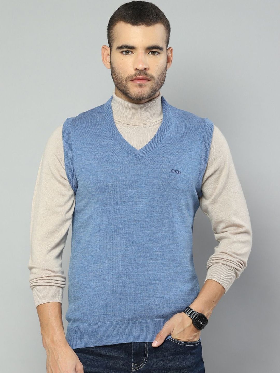 Cloak & Decker Men Woollen Sweater Vest