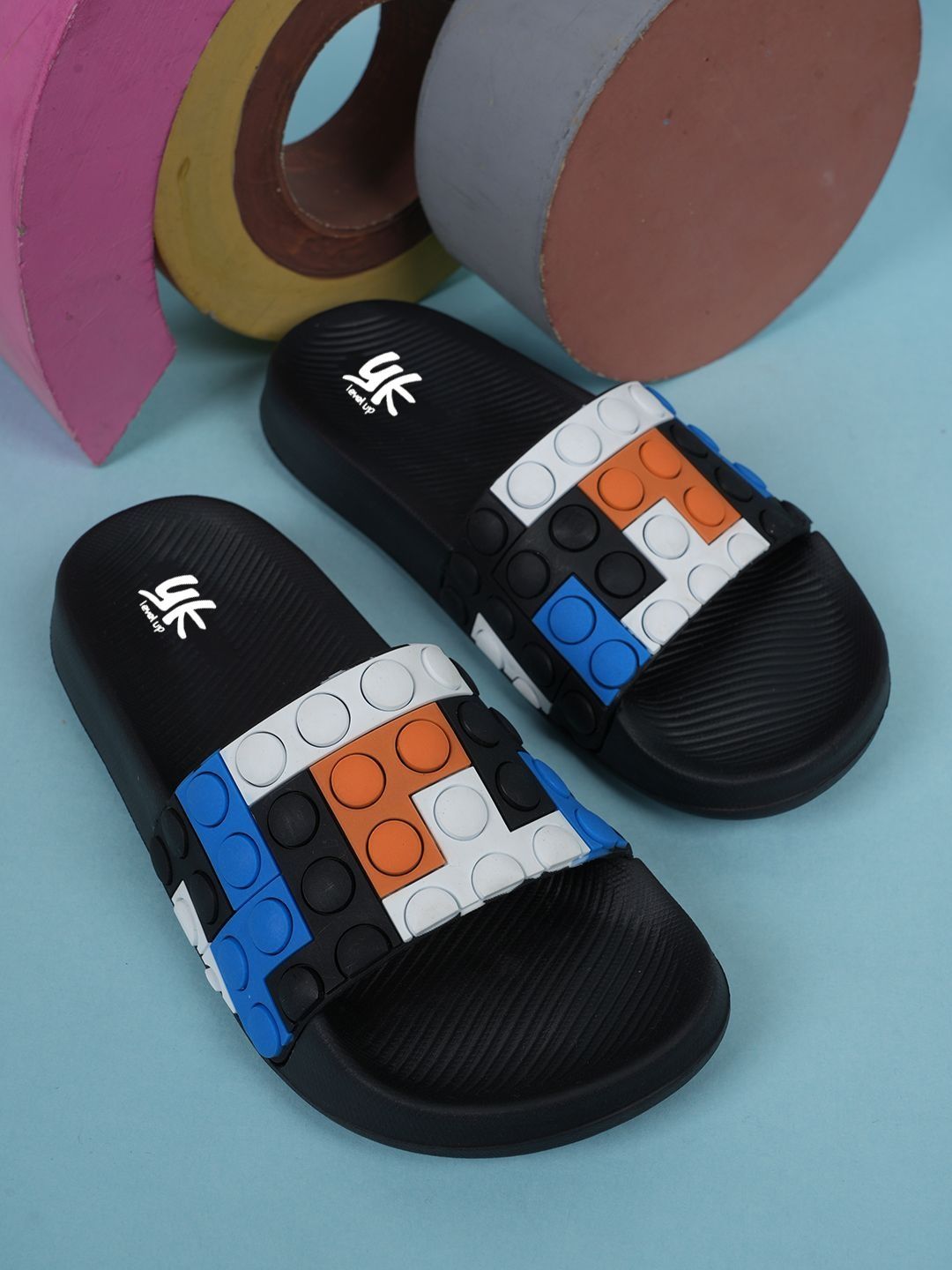YK Unisex Kids Colourblocked Rubber Sliders