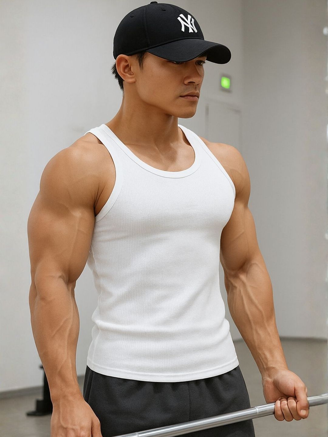 ROCKWELL Ribbed Cotton Breathable Active Fit Innerwear Gym Vests