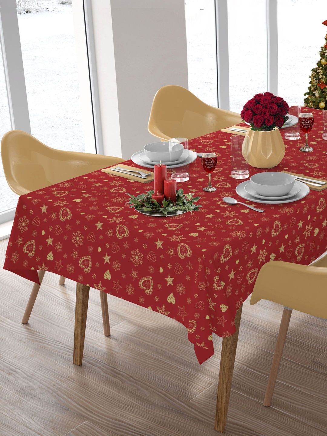 HOME COLORS.IN Multicoloured Cotton 4-Seater Table Cover