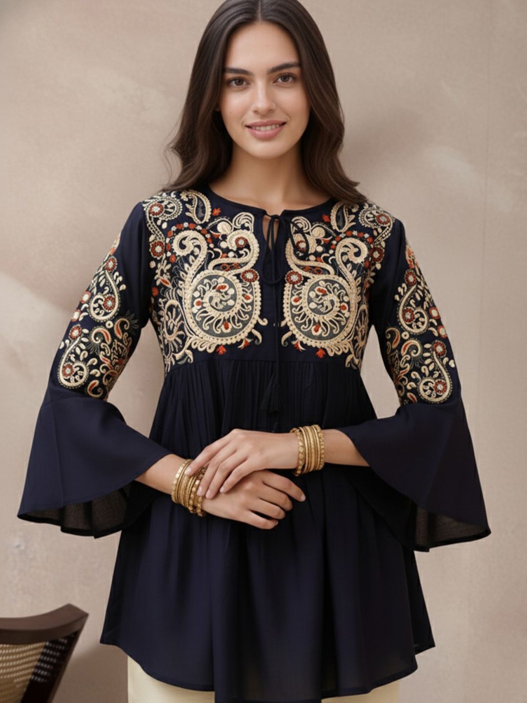 all about you all about you Women Embroidered Ethnic Top
