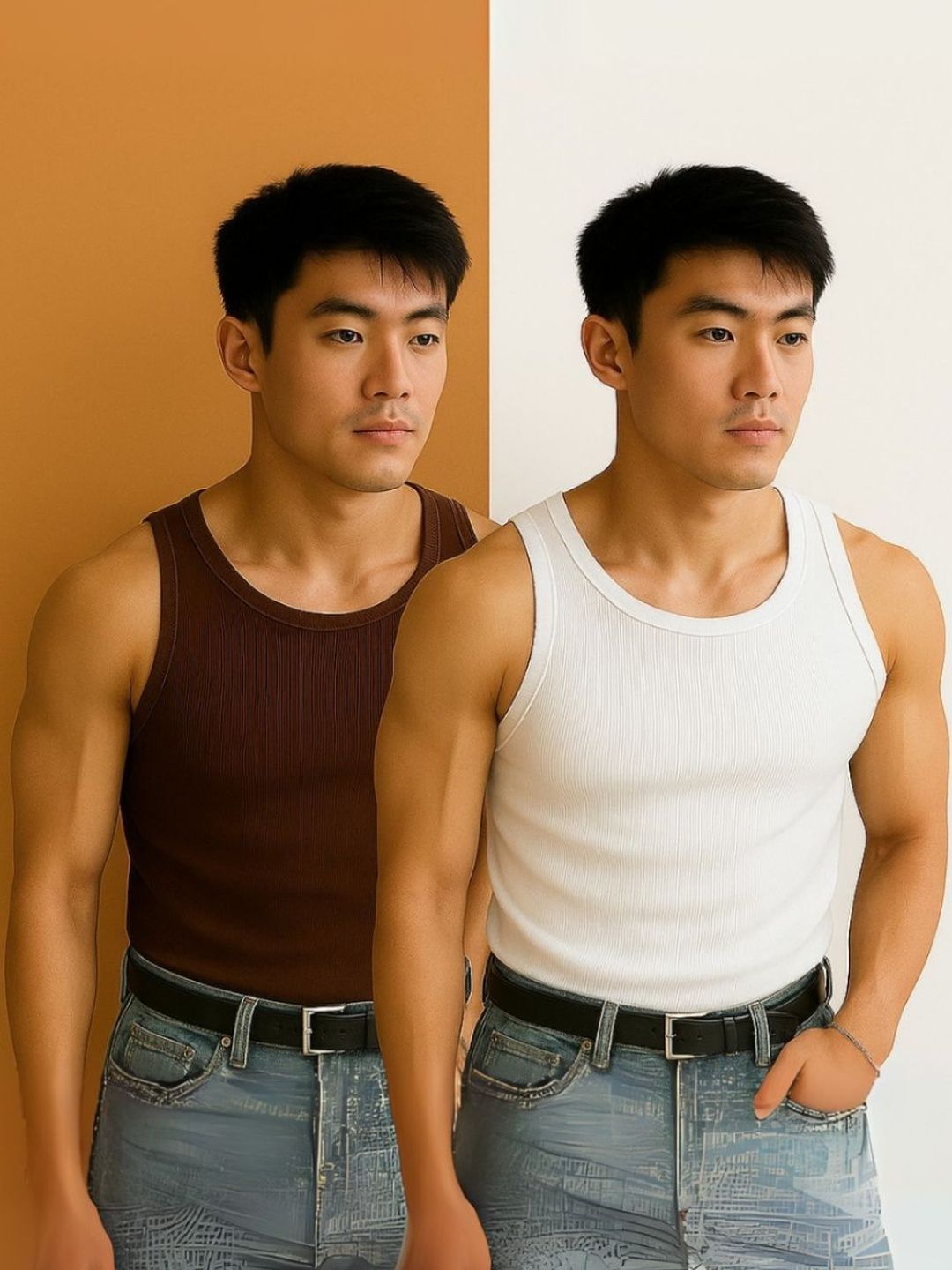 ROCKWELL Pack Of 2 Ribbed Cotton Breathable Innerwear Gym Vests