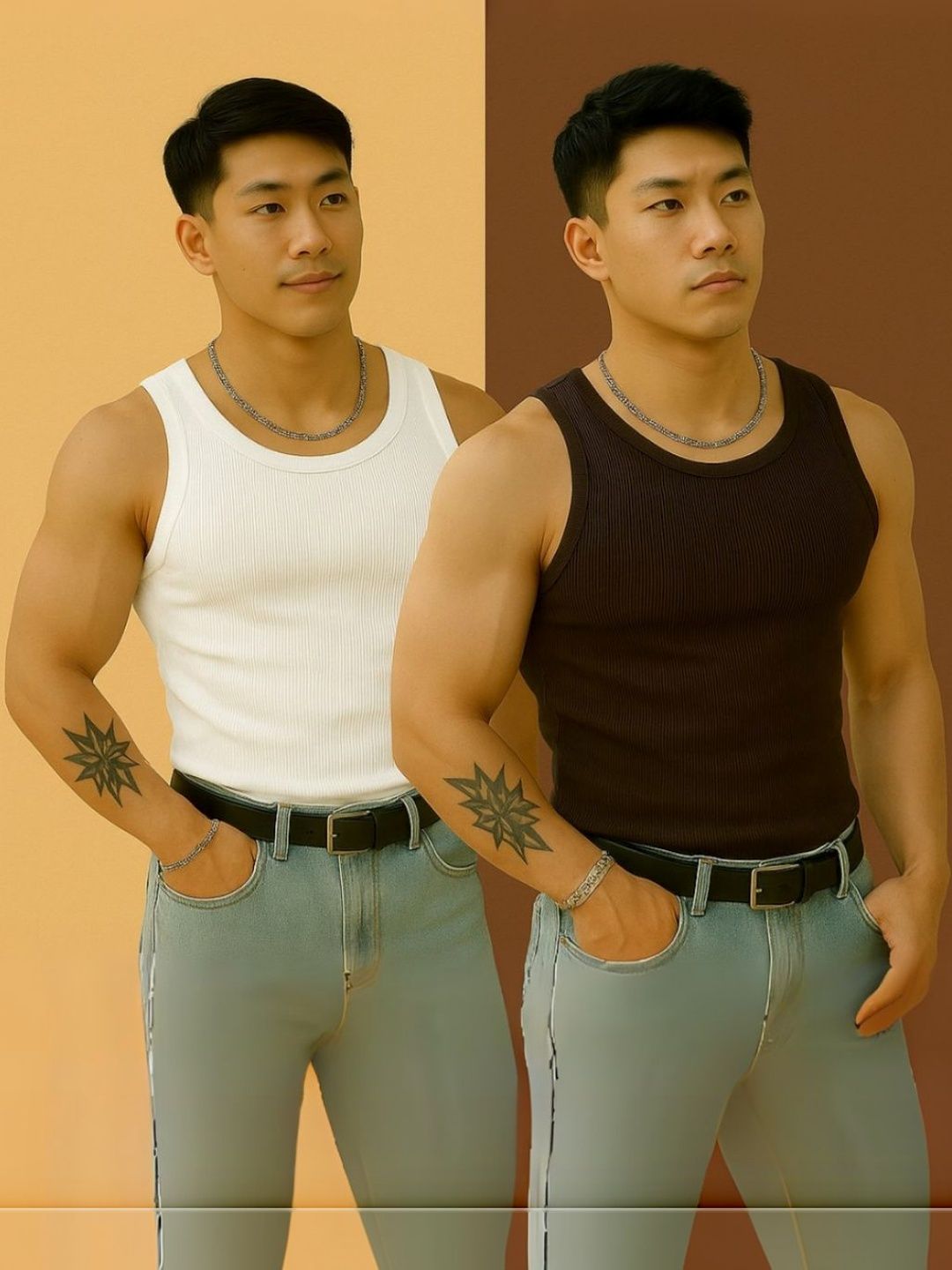 ROCKWELL Pack Of 2 Ribbed Cotton Breathable Innerwear Gym Vests