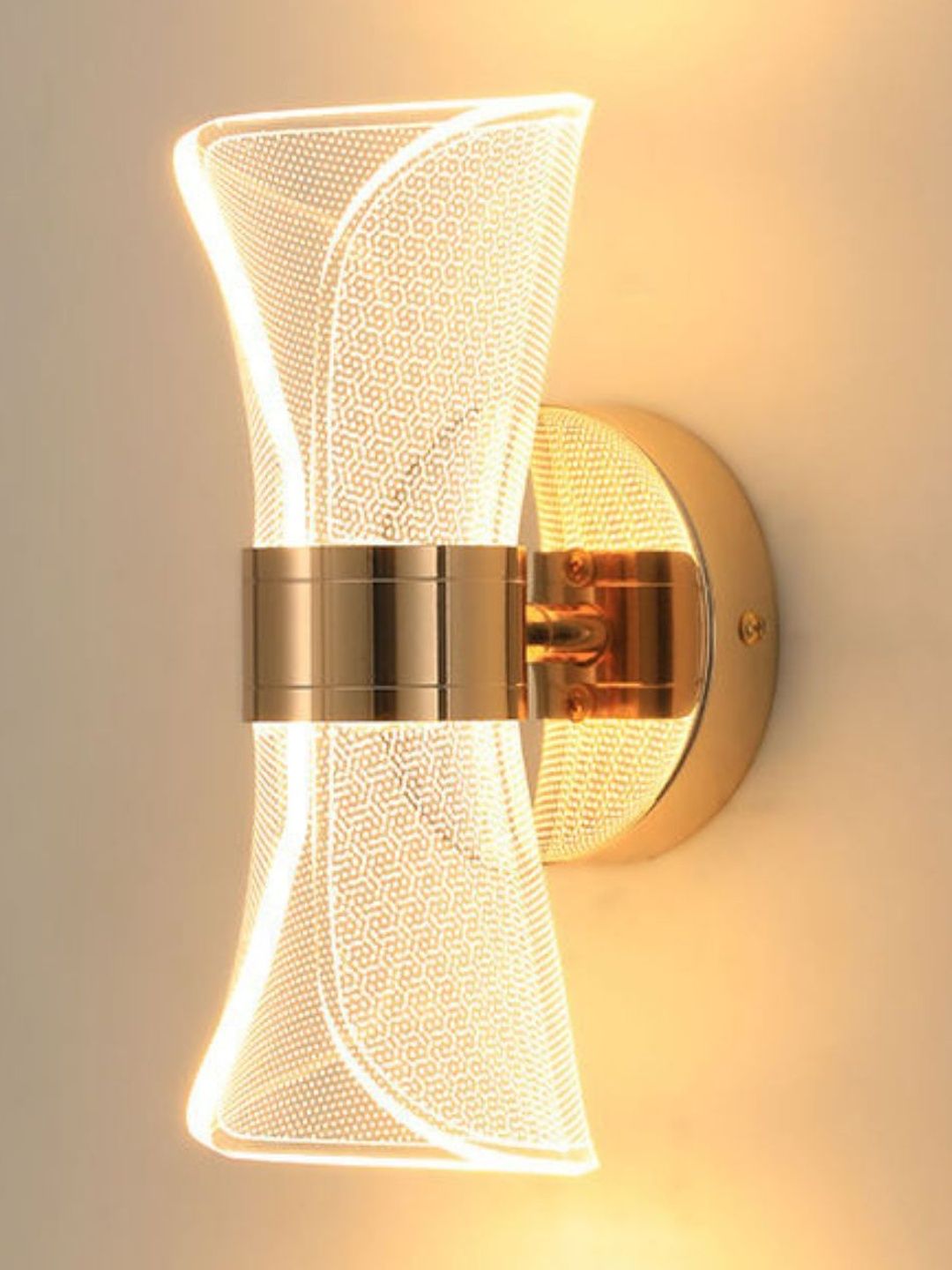 Stello Gold-Toned & Gold-Toned Textured Metal Contemporary Abstract Shaped Shaped Wall Lamp