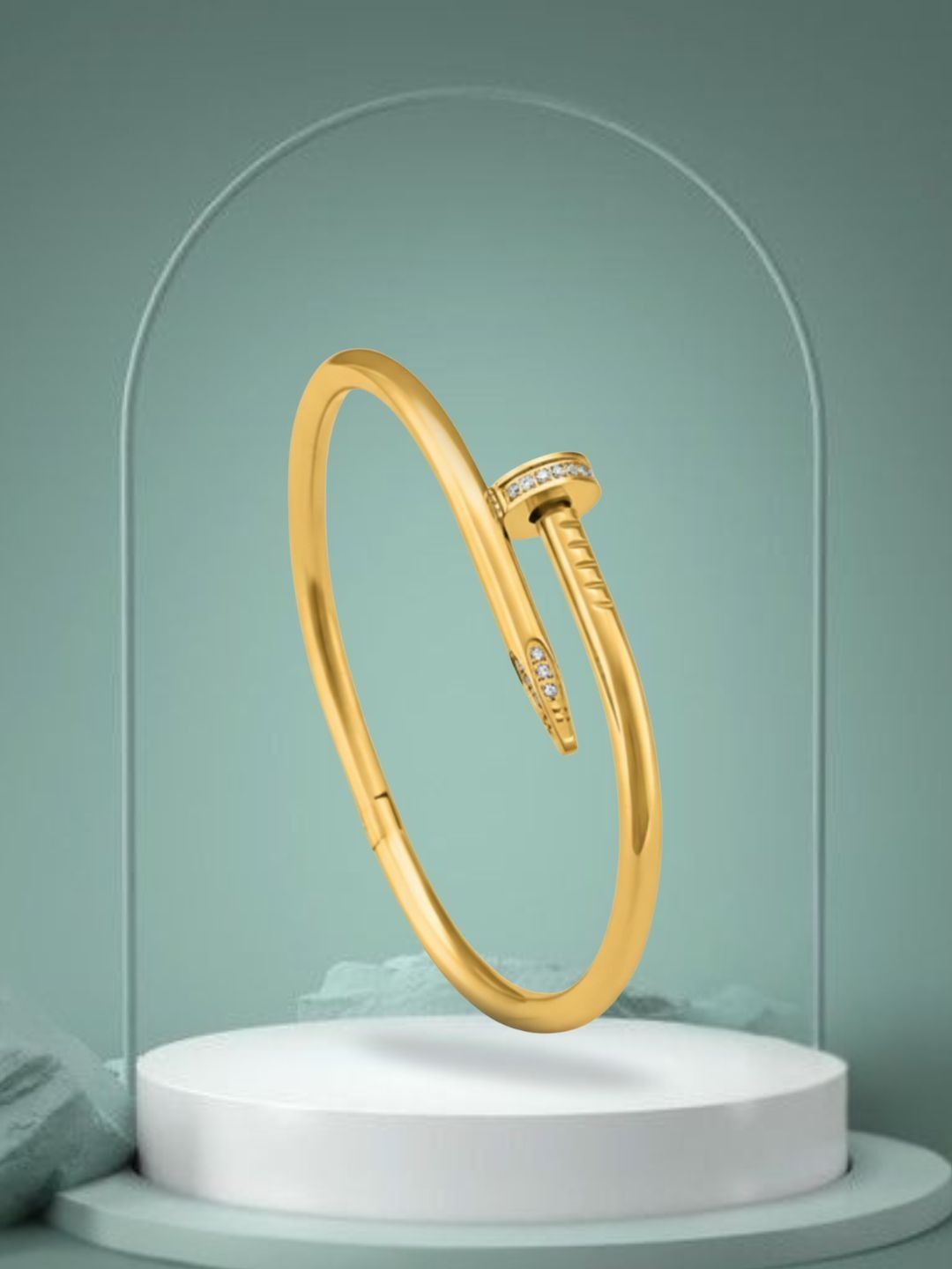 Sangria Sangria Gold-Plated American Diamond-Studded Cuff Bracelet