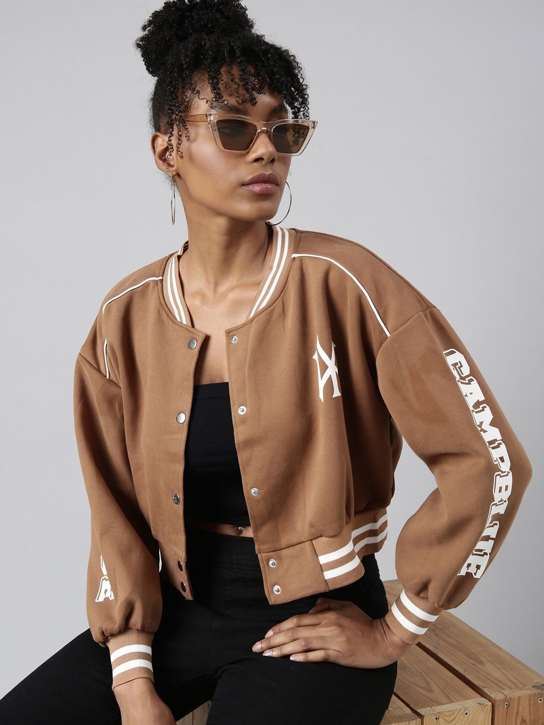 SHOWOFFFF Women Windcheater Crop Bomber Jacket