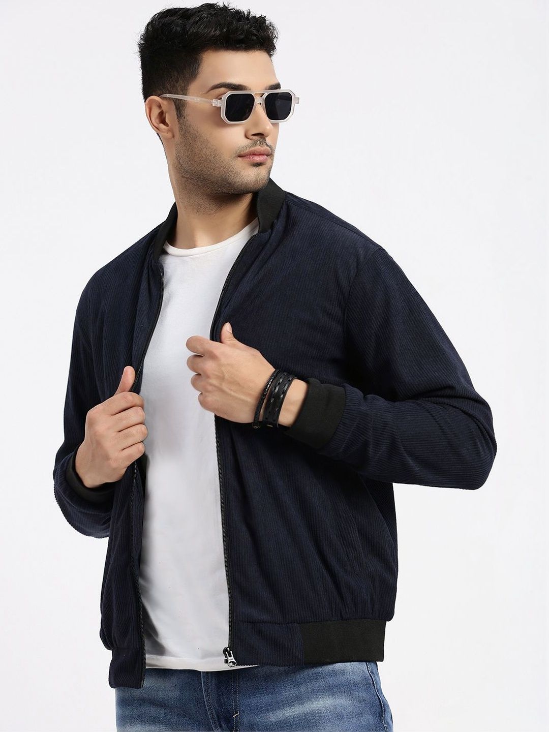 SHOWOFFFF Men Corduroy Lightweight Bomber Jacket