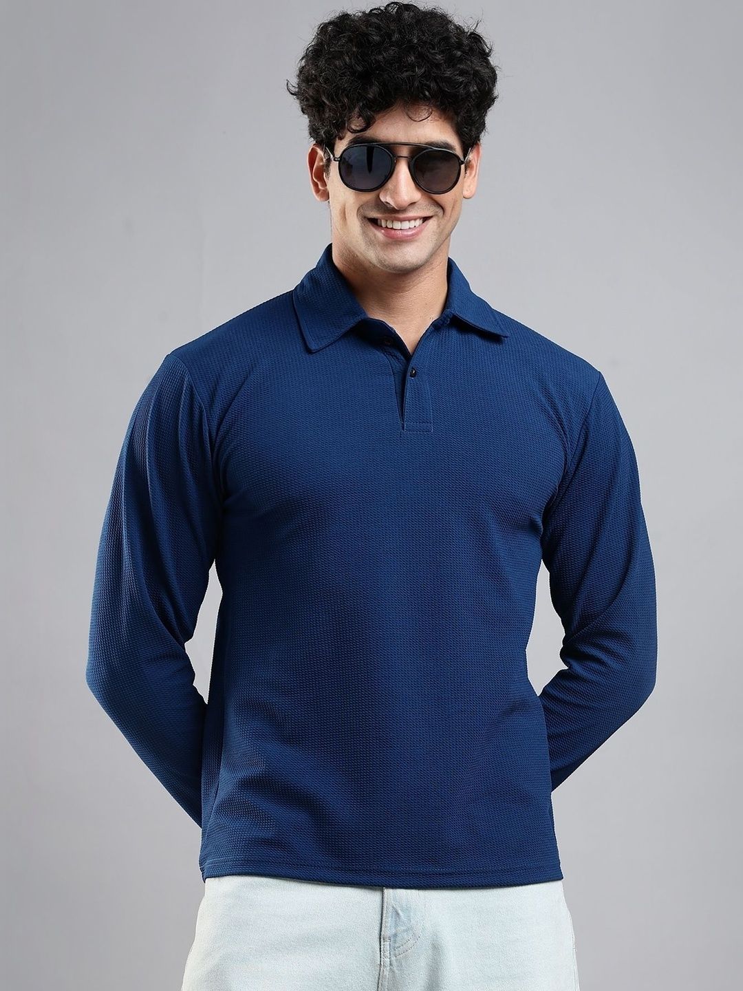 LEWEL Men Polo Collar T-shirt
