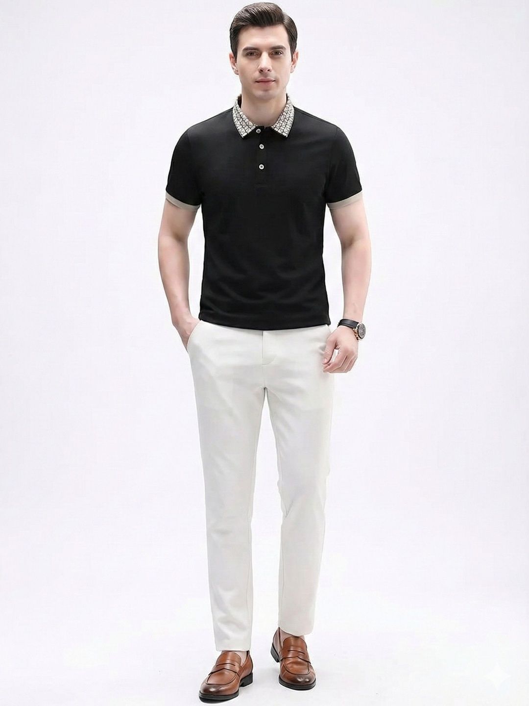 R.Code by The Roadster Life Co. Men Polo Collar T-shirt