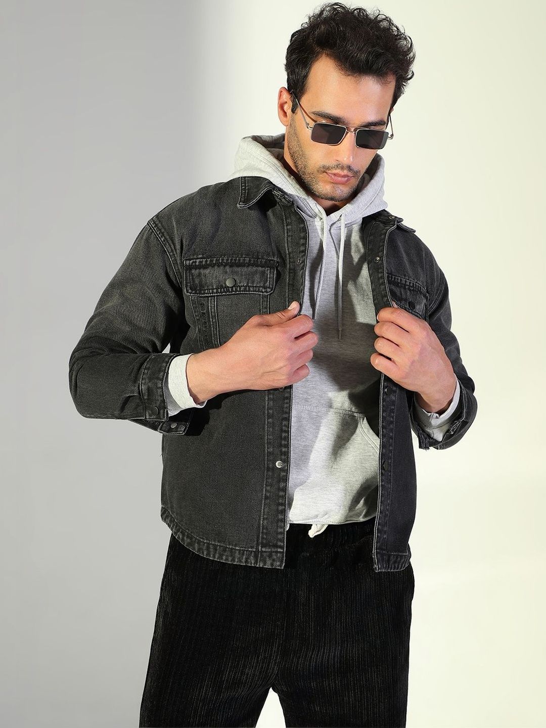 SHOWOFFFF Men Windcheater Denim Jacket