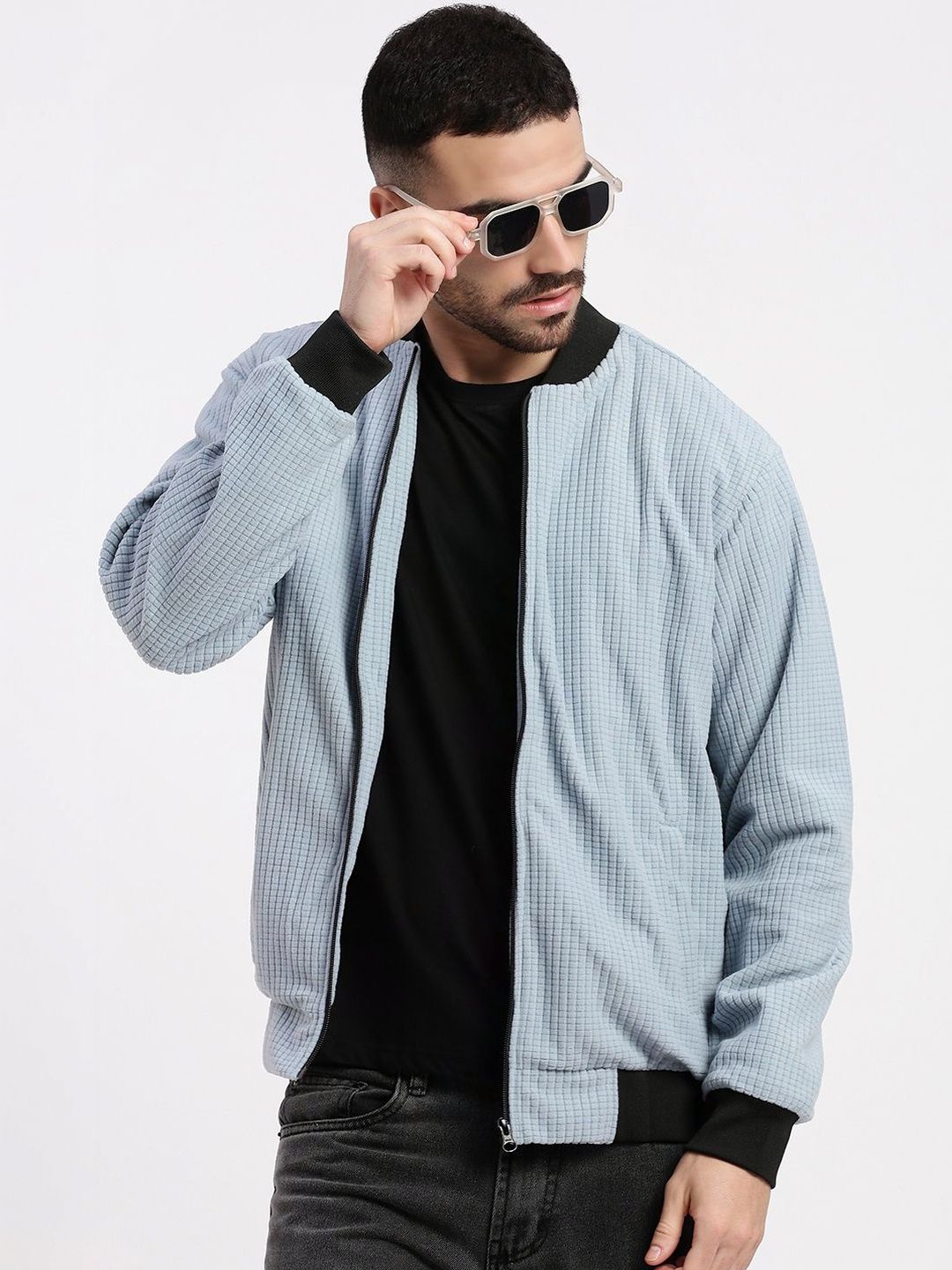SHOWOFFFF Men Acrylic Windcheater Bomber Jacket