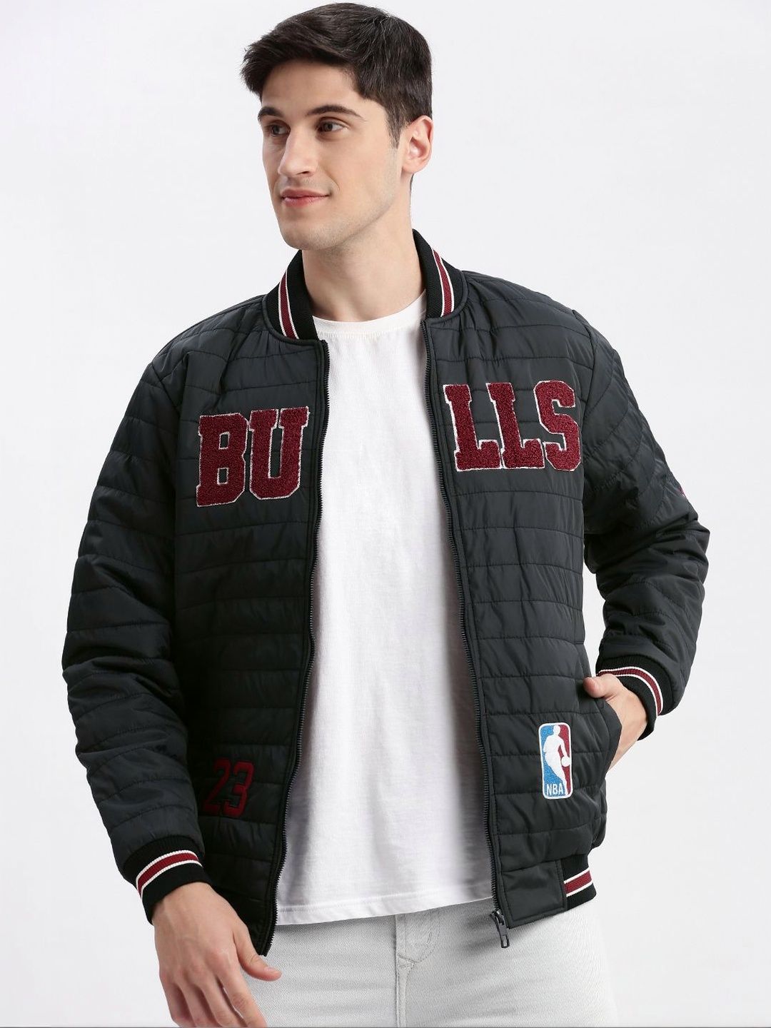SHOWOFFFF Men Brand Logo Lightweight Padded Jacket Embroidered