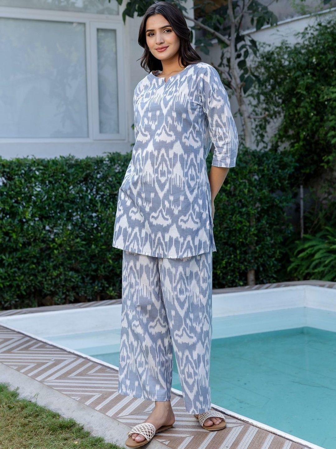ME & MY Printed Round Neck Tunic & Palazzos Co-Ords