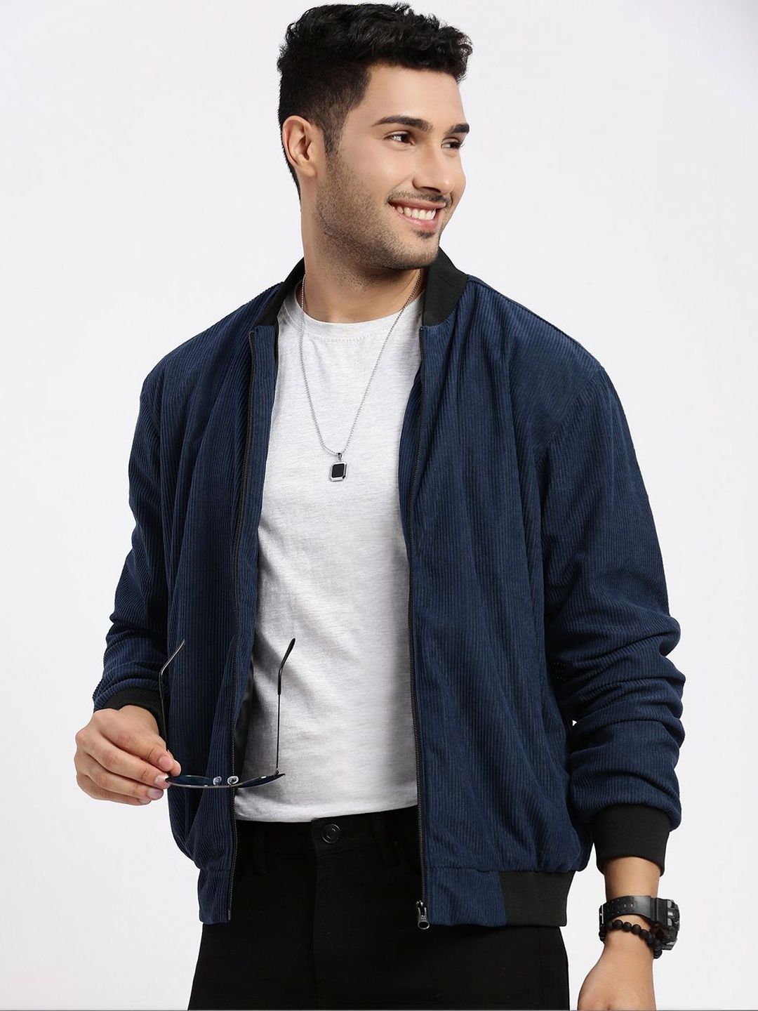 SHOWOFFFF Men Corduroy Windcheater Bomber Jacket