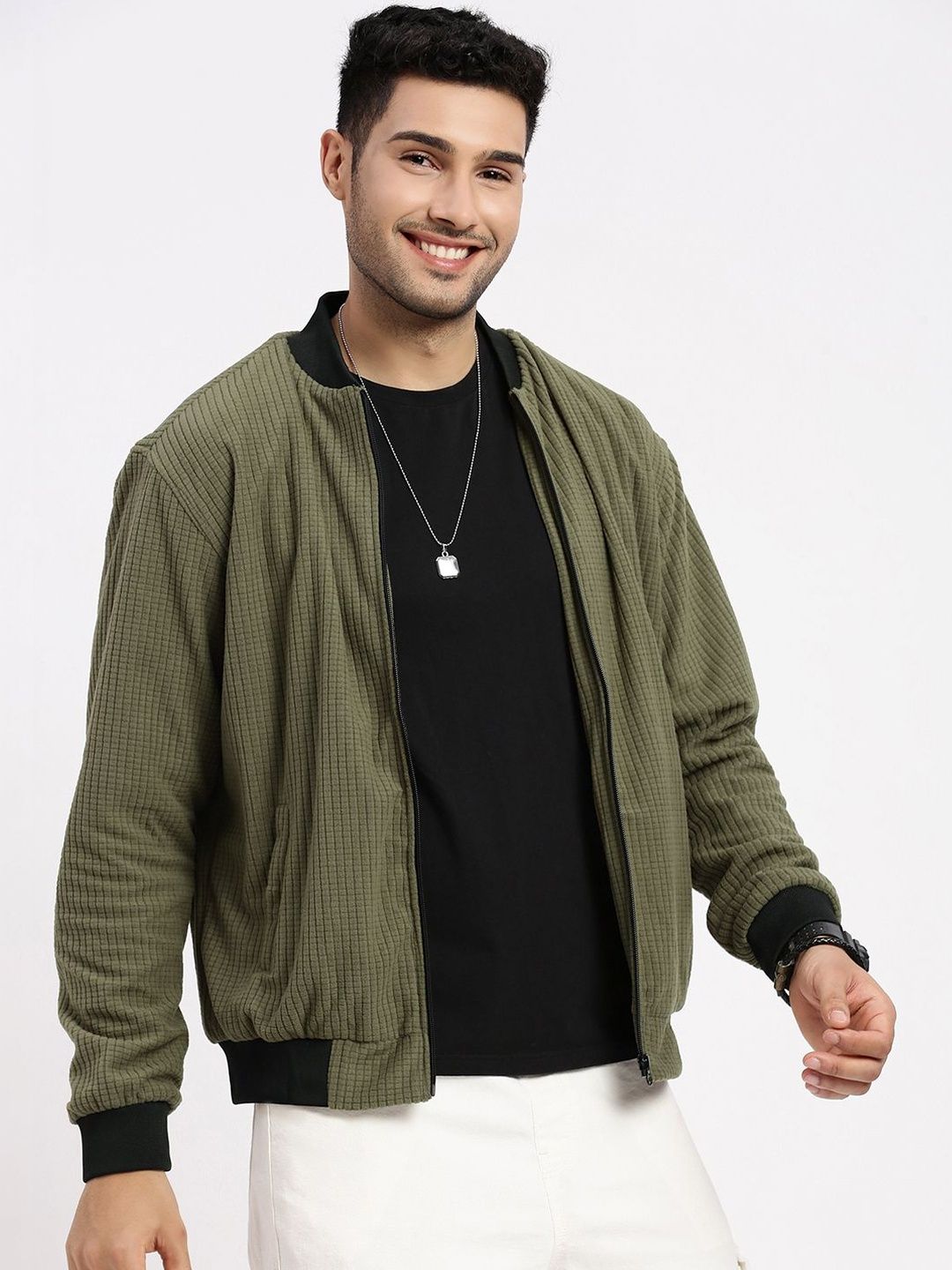 SHOWOFFFF Men Acrylic Bomber Jacket