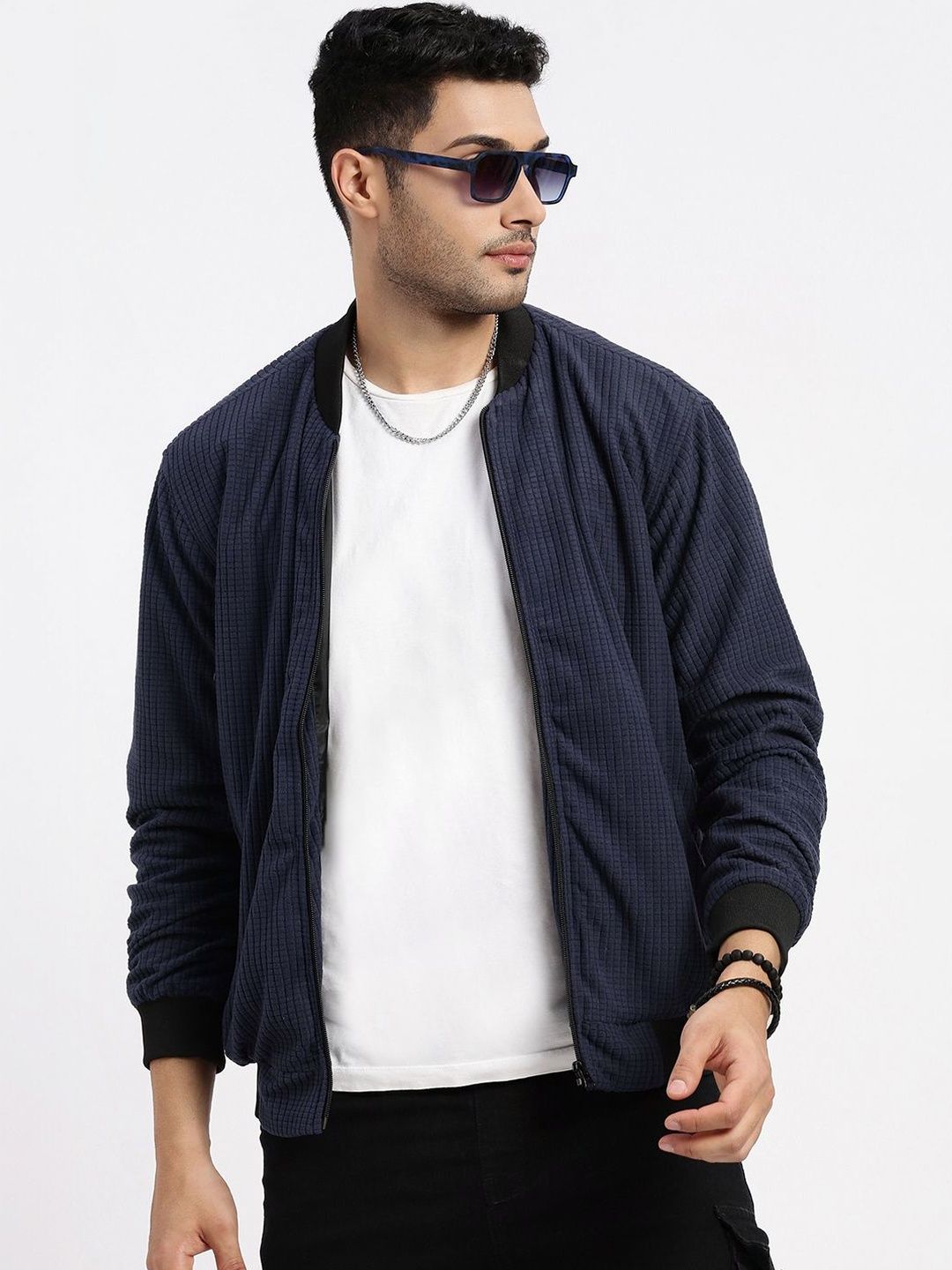 SHOWOFFFF Men Acrylic Windcheater Bomber Jacket