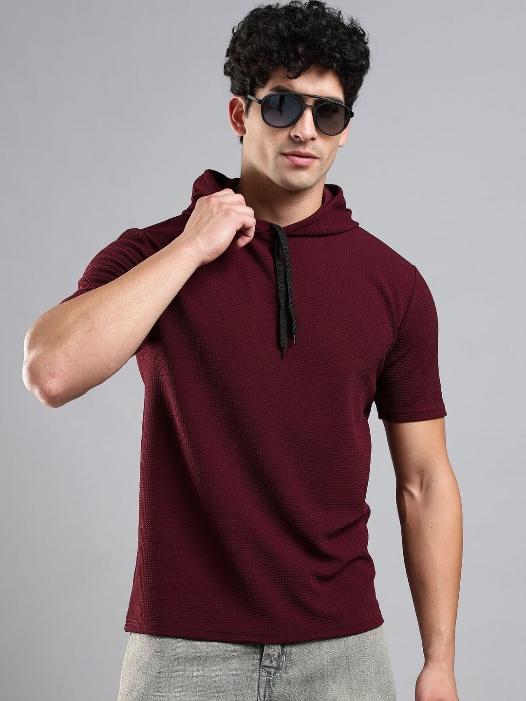 LEWEL Men Hooded T-shirt