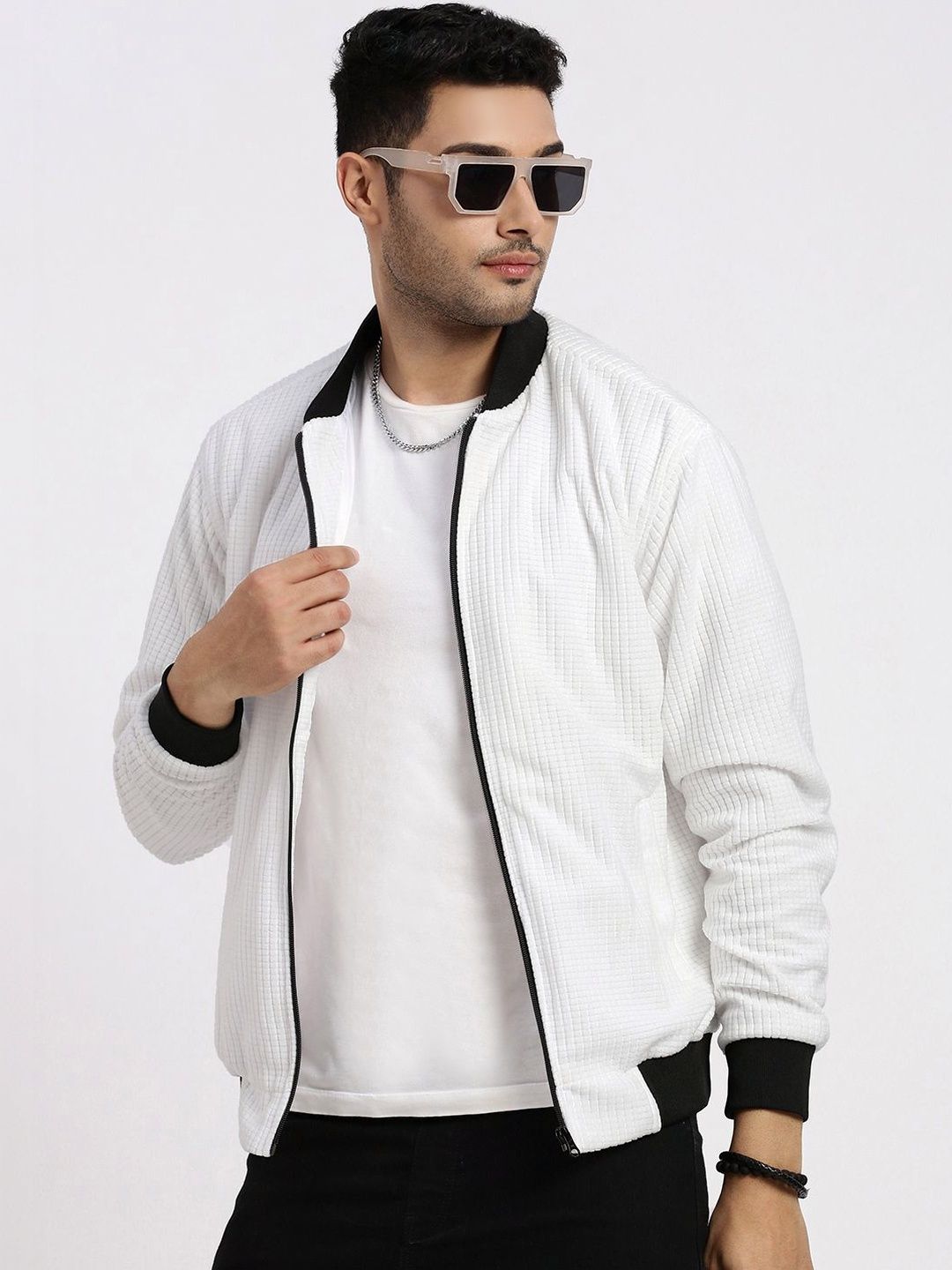 SHOWOFFFF Men Acrylic Lightweight Bomber Jacket