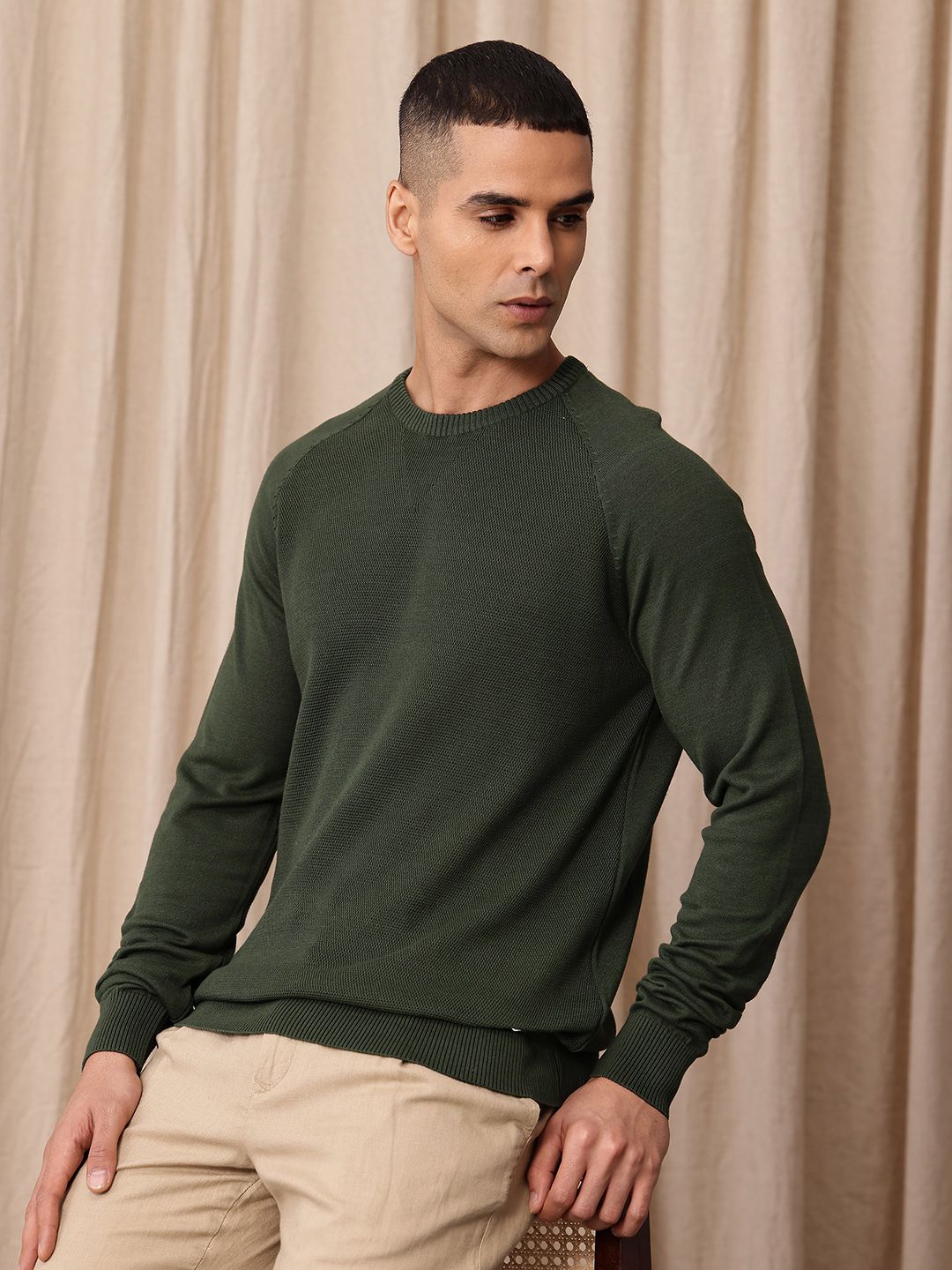 Mr Bowerbird Self Design Raglan Sleeves Pure Cotton Pullover