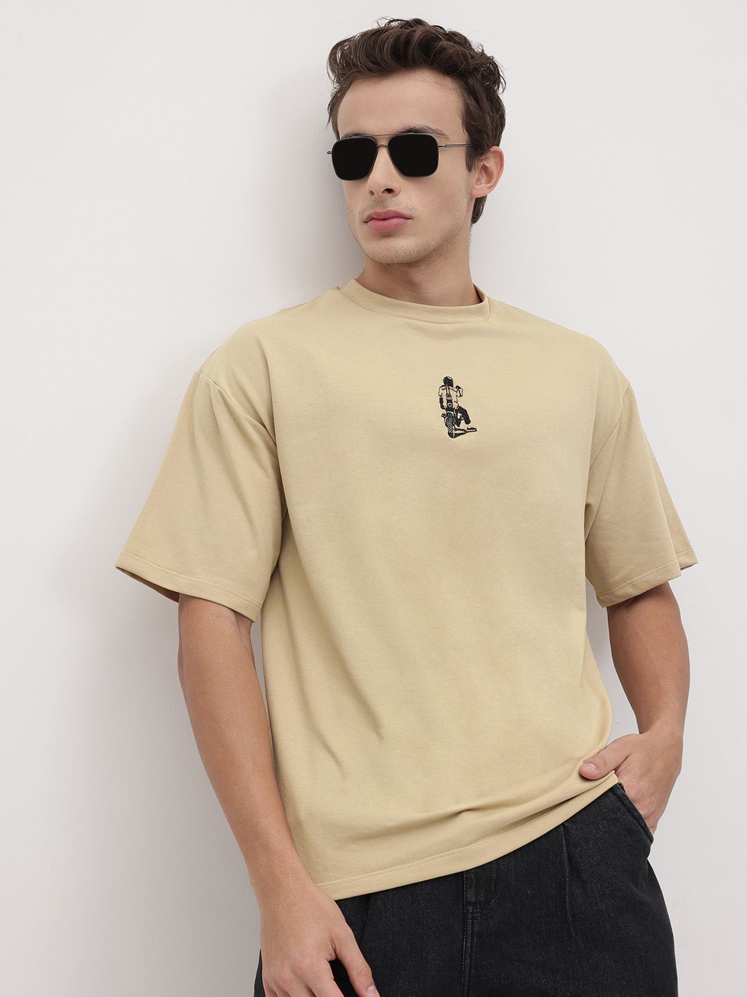 The Roadster Life Co. Biker Embroidered Oversized T-shirt