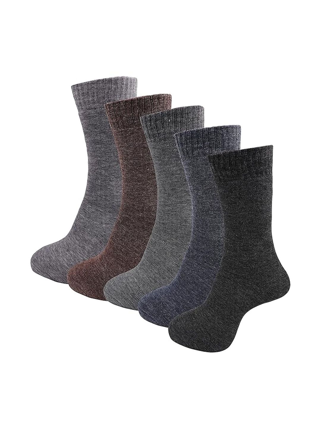 Aadikart Men Pack Of 5 Woolen Winter Calf-Length Socks